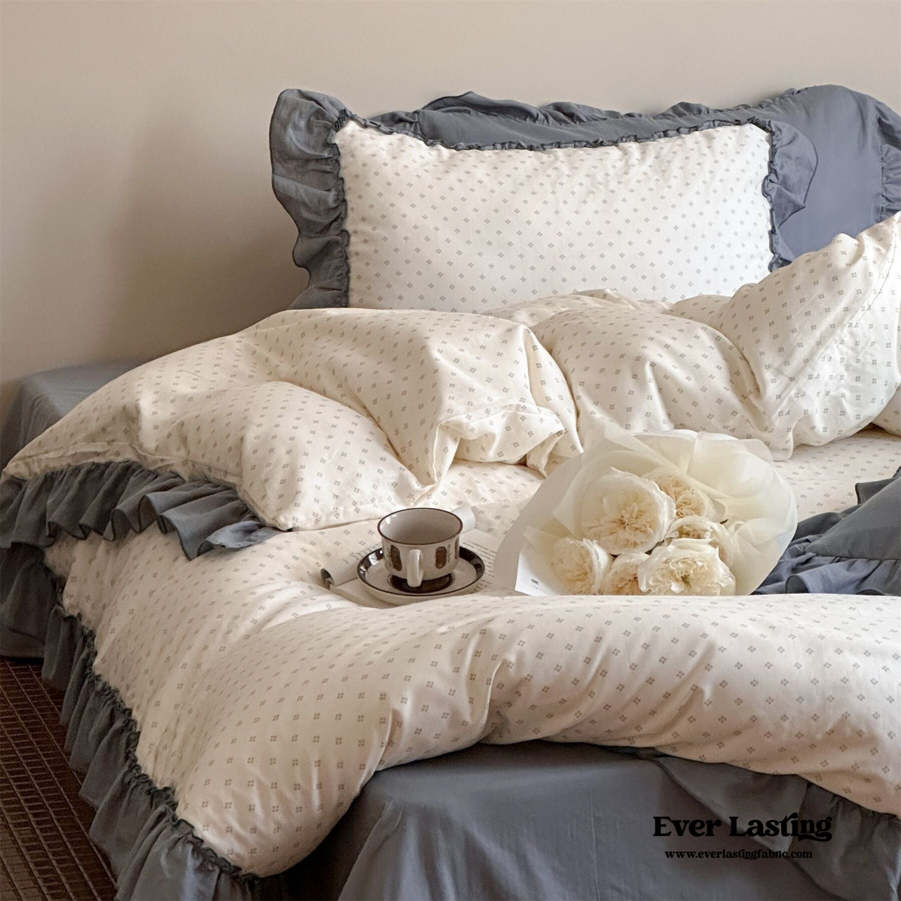Cottage Ruffle Bedding Cottage Inspired Ruffle Bedding Set - Soft Blue – MagChic