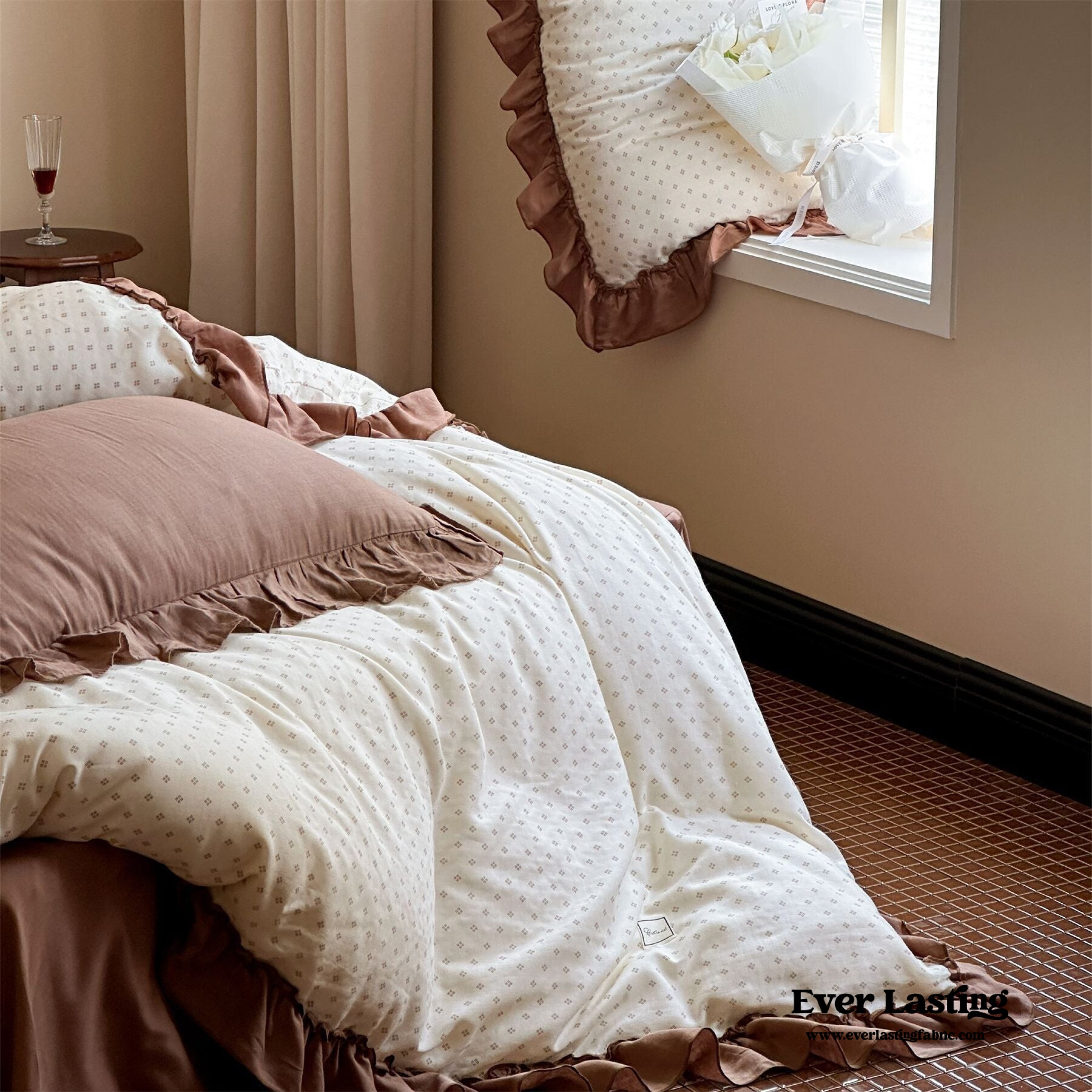 Cottage Inspired Ruffle Bedding Set - Soft Blue