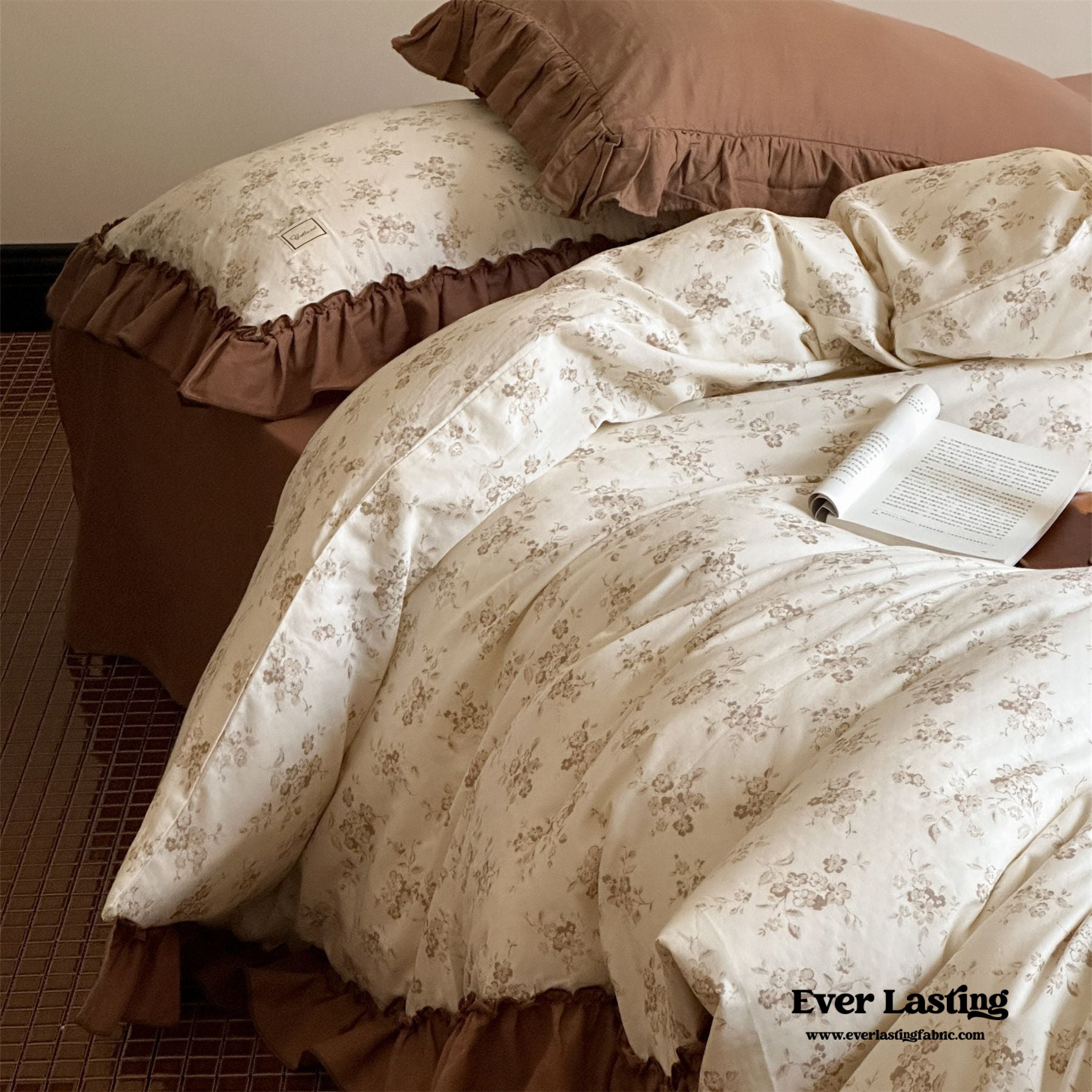 Cottage Inspired Ruffle Bedding Set - Soft Blue