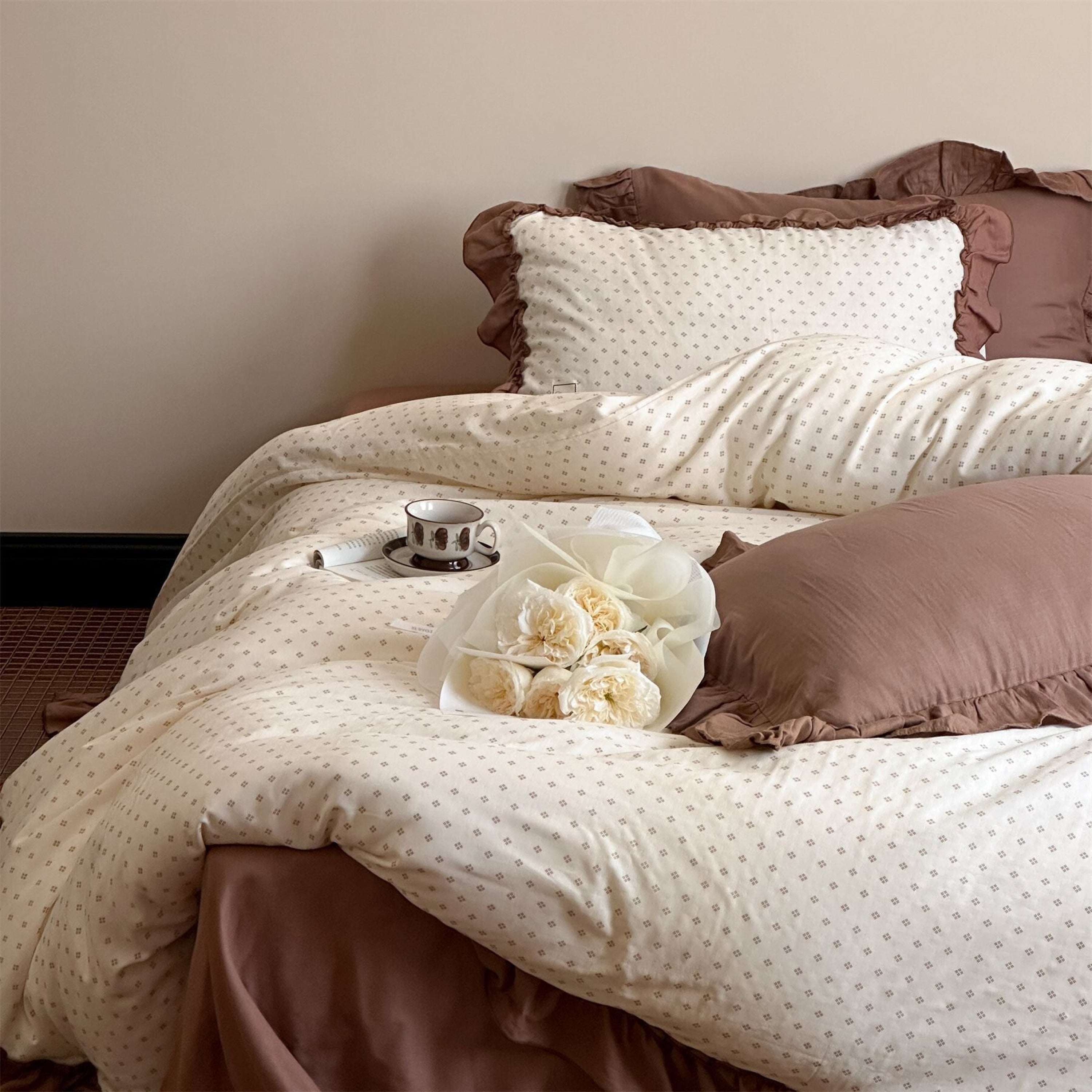 Cottage Inspired Ruffle Bedding Set - Soft Blue