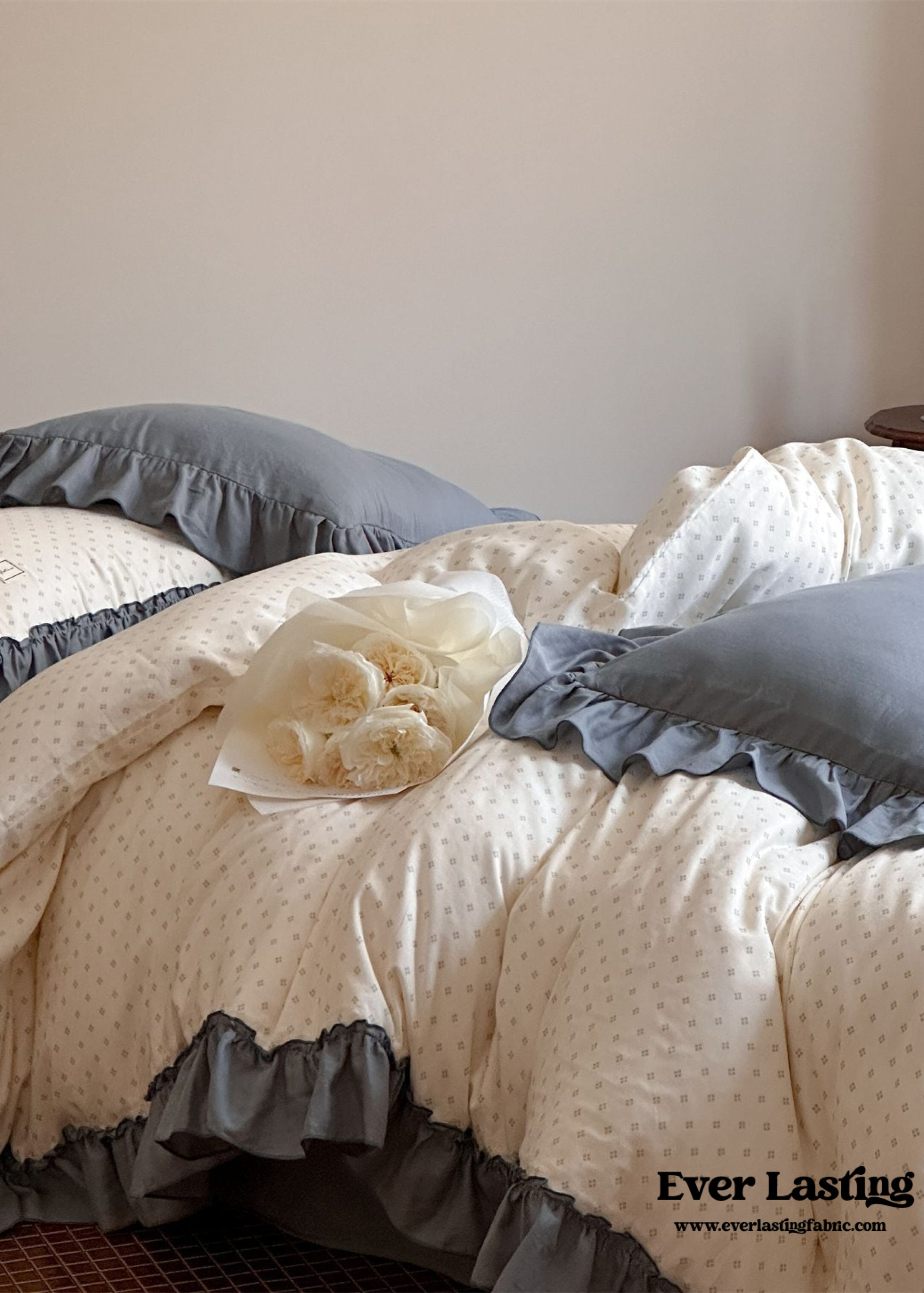 Cottage Inspired Ruffle Bedding Set - Soft Blue