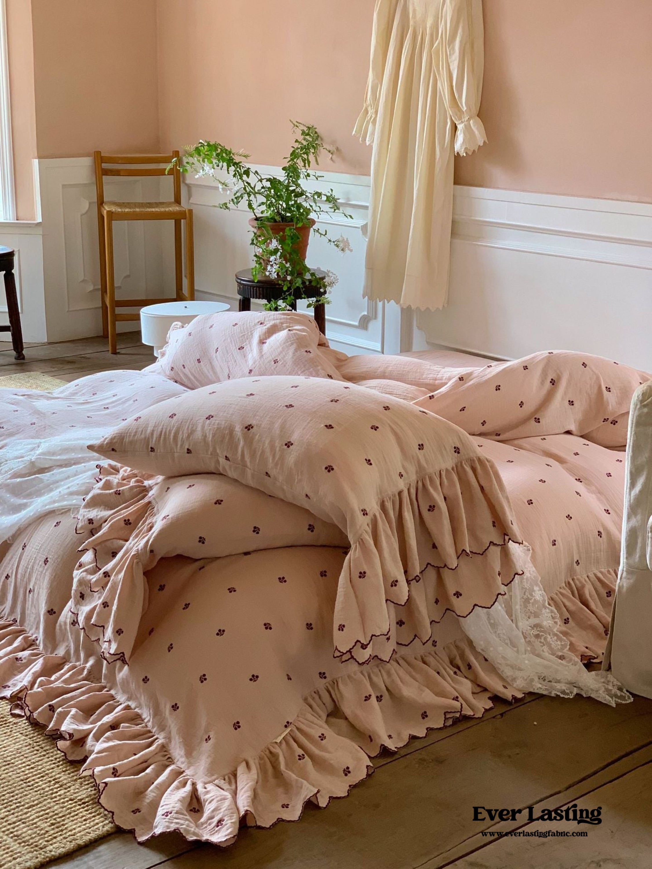 Pink Ruffle Sheets Cottage Pink Ruffle Bedding Set – MagChic