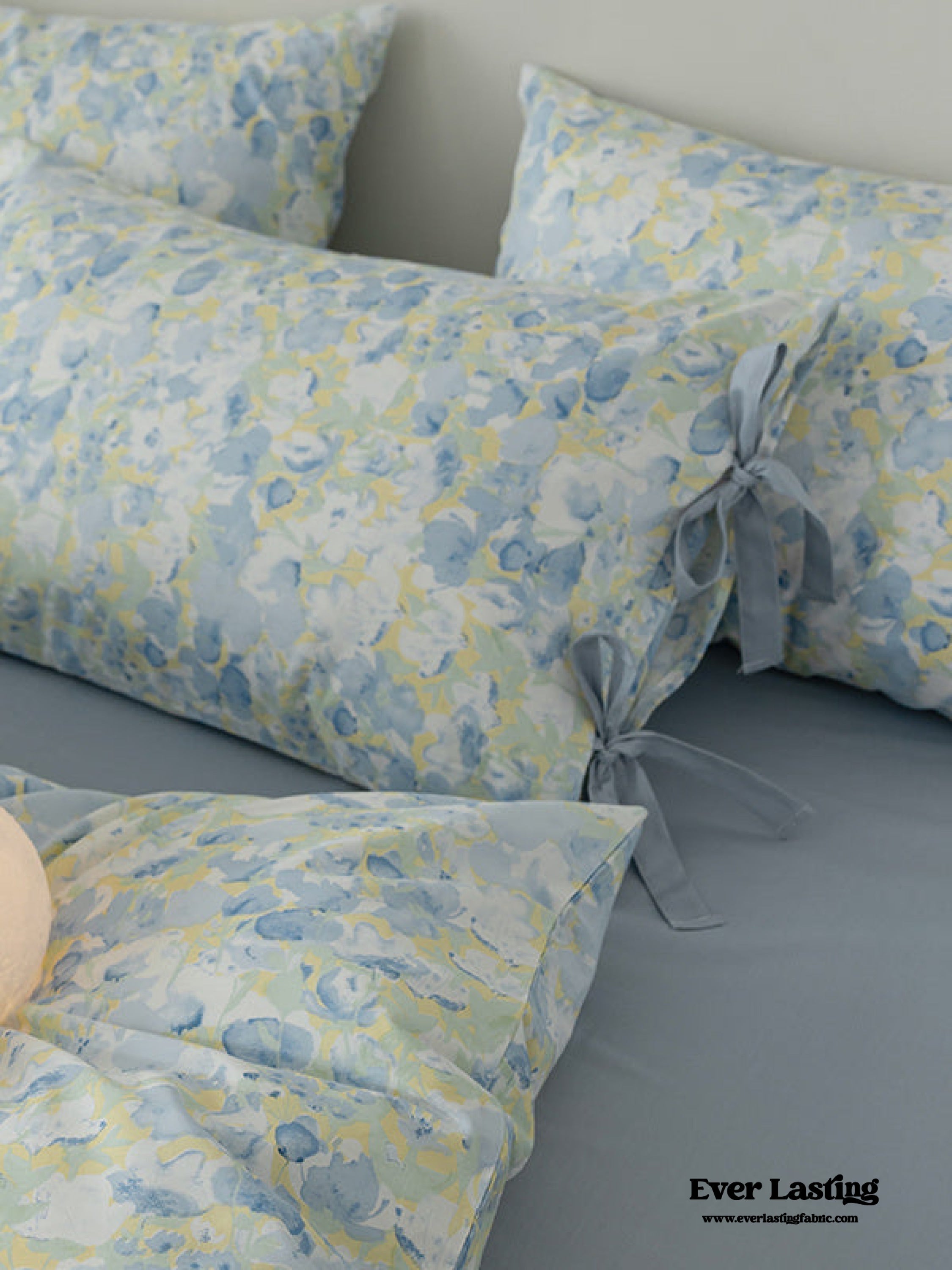 Cottage Ribbon Bow Tie Floral Bedding Set - Rust Pink