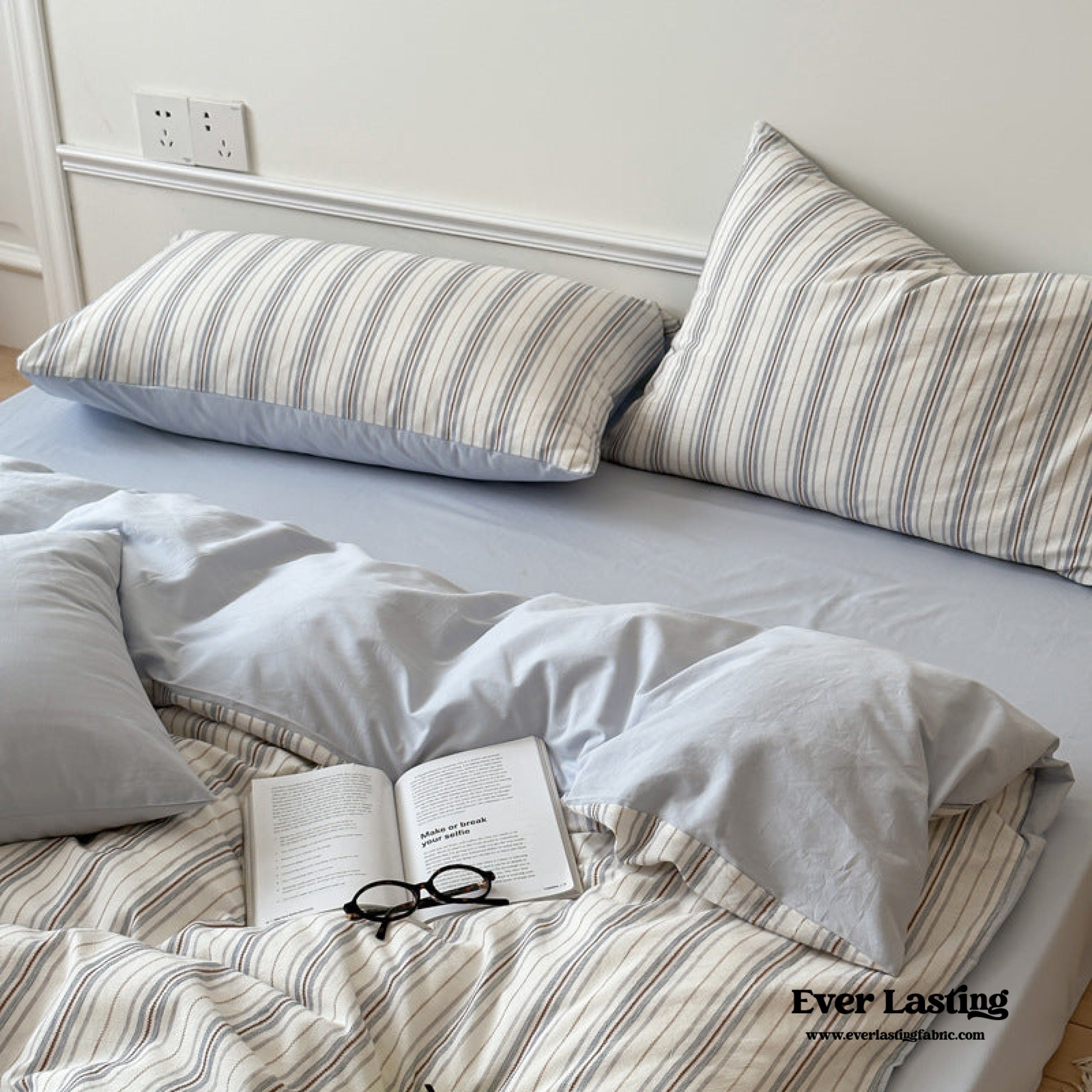 Cozy Pastel Striped Washed Cotton Pillowcases - Pink