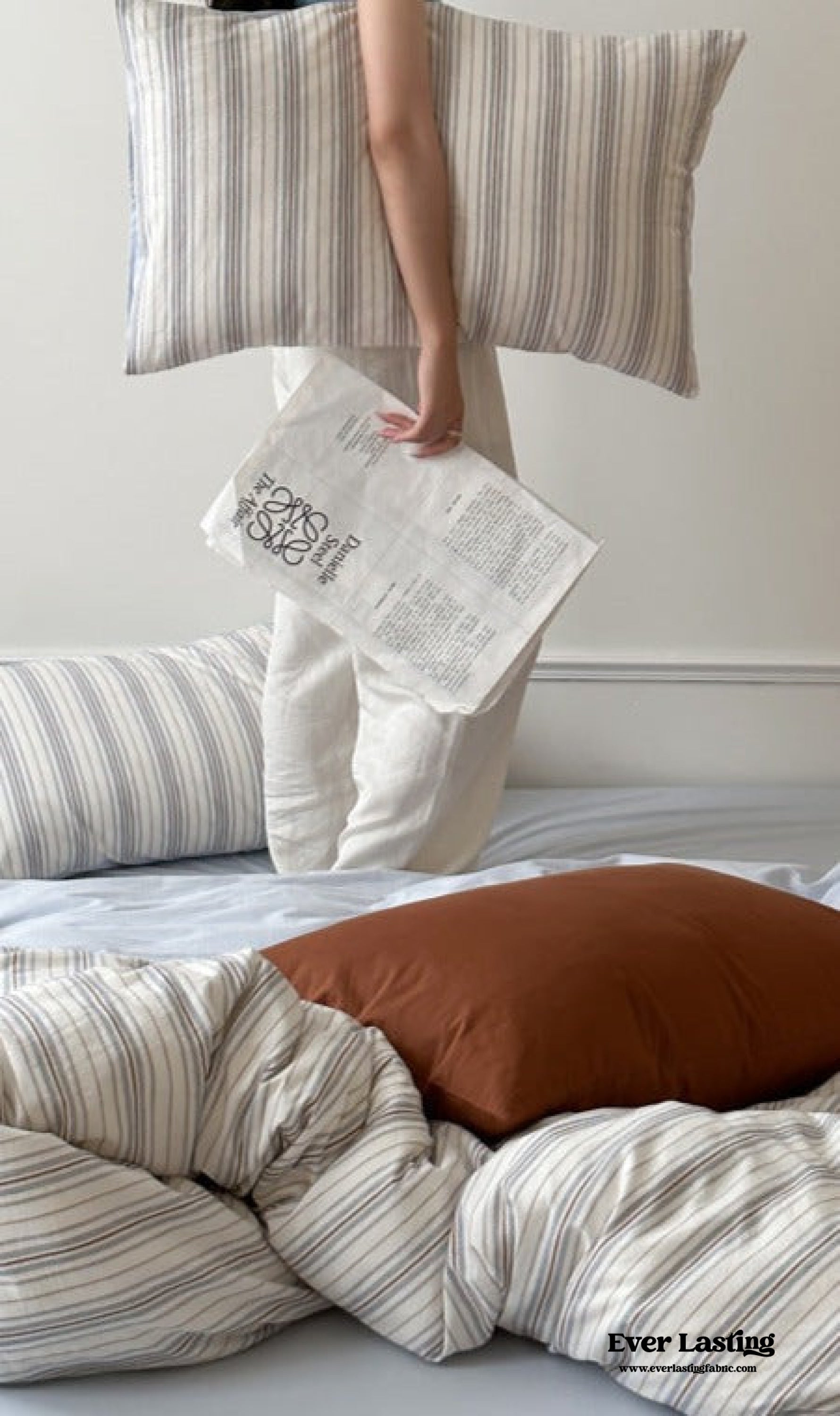 Cozy Pastel Striped Washed Cotton Pillowcases - Pink