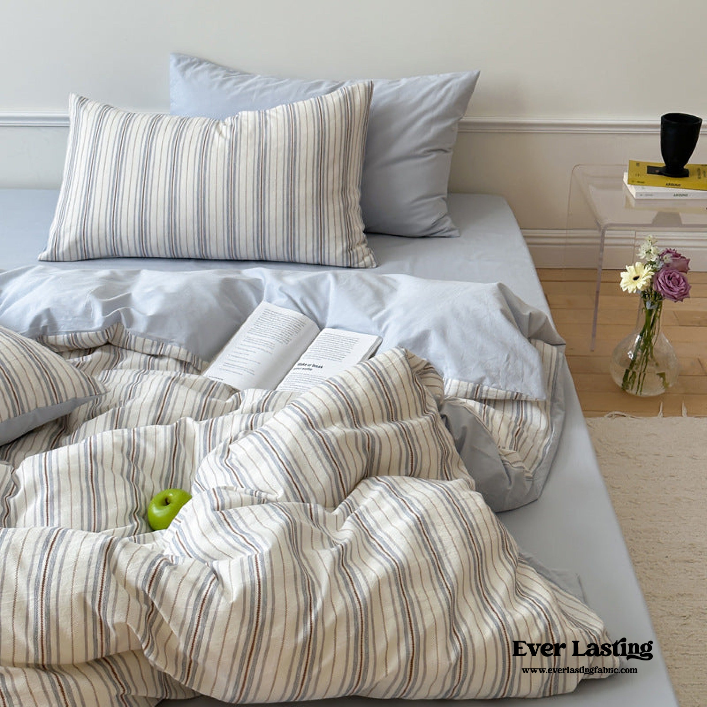 Cozy Pastel Striped Washed Cotton Pillowcases - Pink