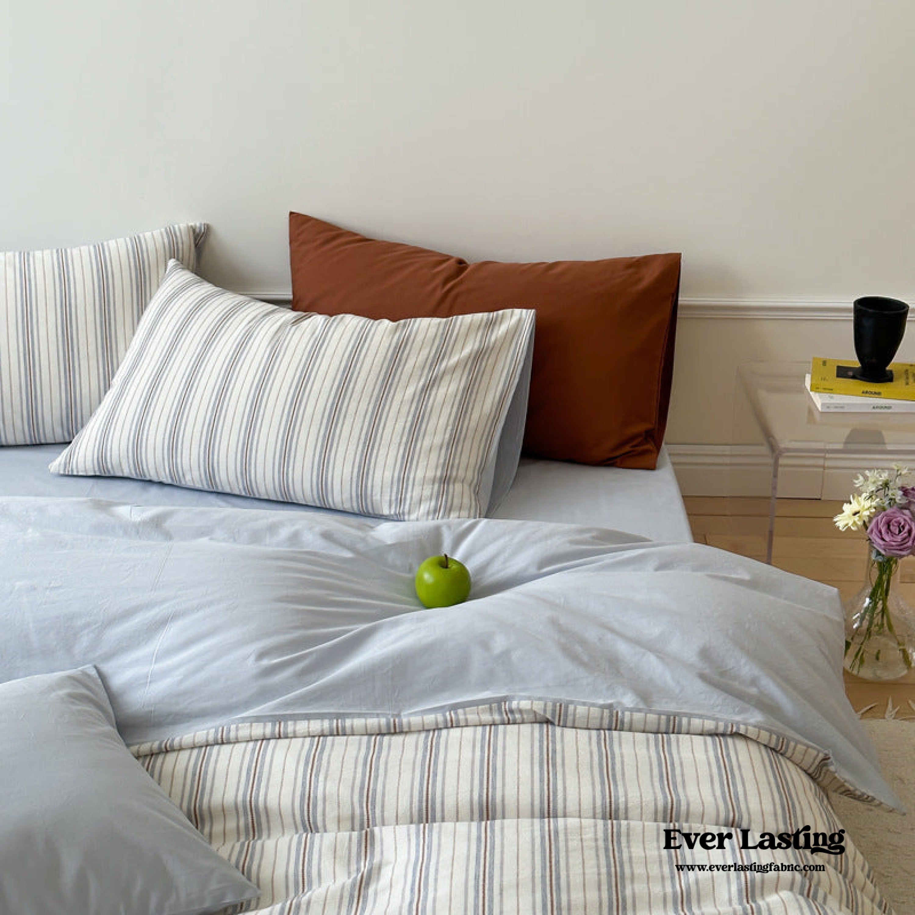 Cozy Pastel Striped Washed Cotton Pillowcases - Pink