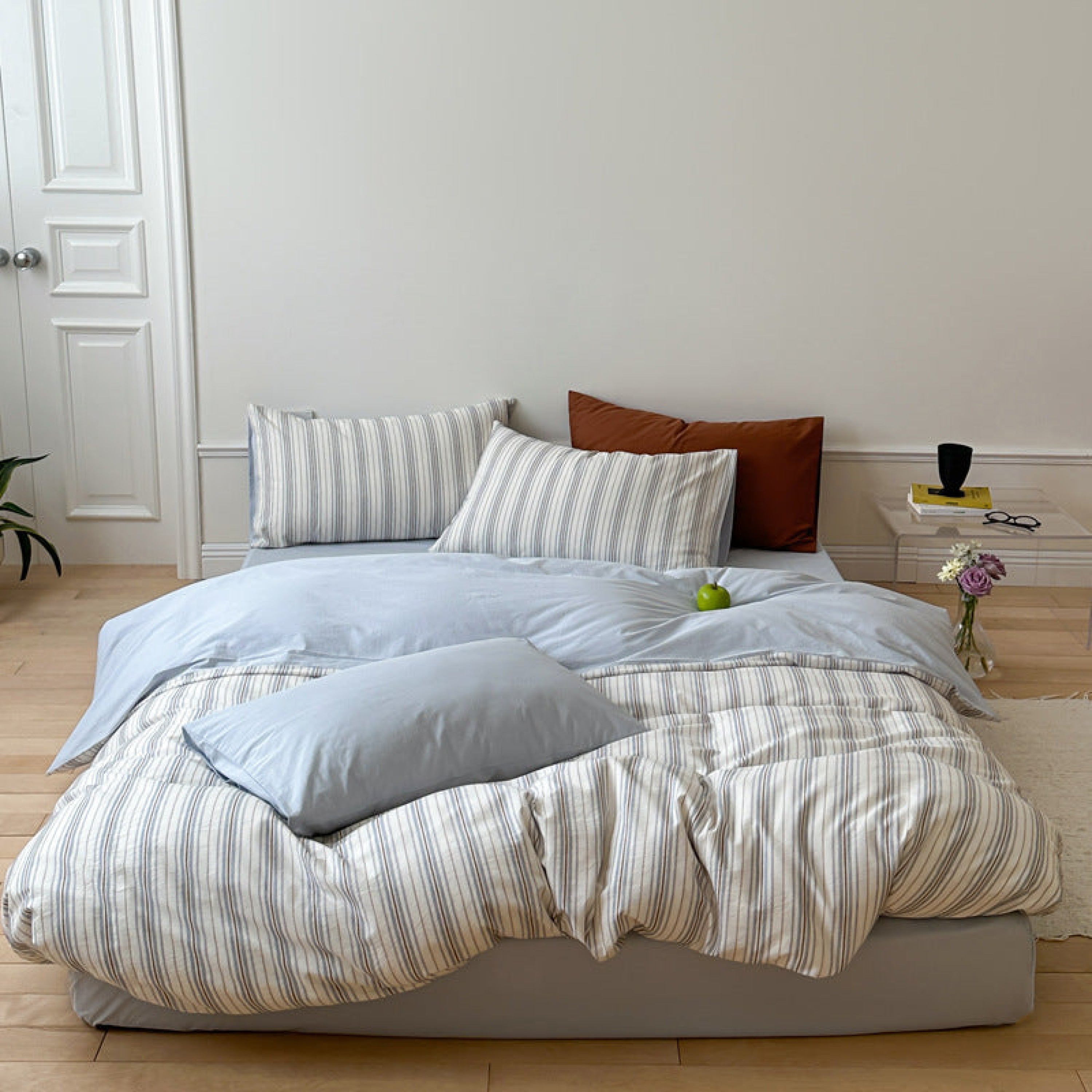 Cozy Pastel Striped Washed Cotton Pillowcases - Pink