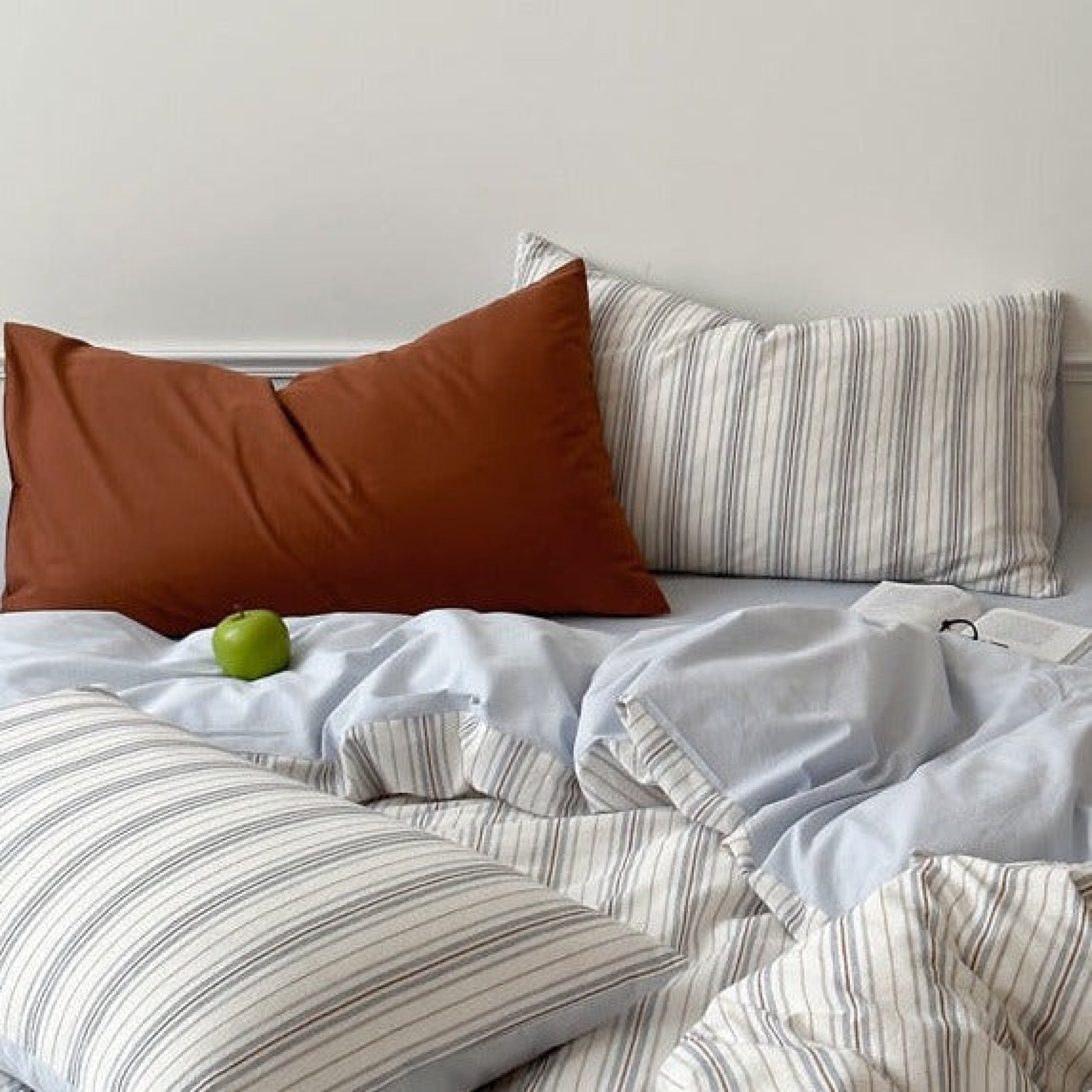 Cozy Pastel Striped Washed Cotton Pillowcases - Pink