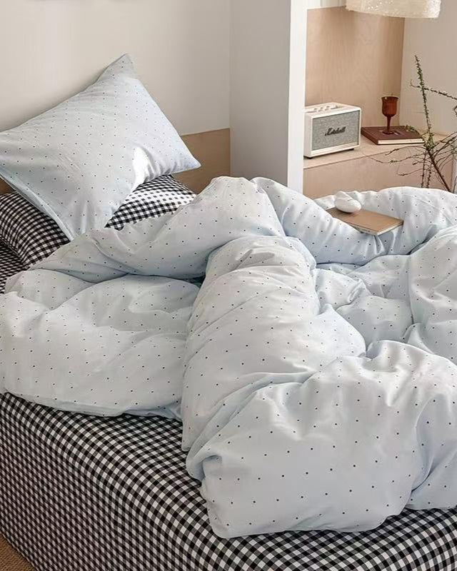 Chloe Pastel Candy Cotton Bedding Set - Pink Plaid