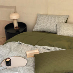 Daisy Waffle Bedding Set - Green