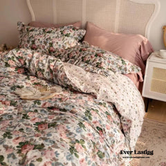 Dark Garden Floral Bedding Set - Beige Mix