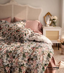 Dark Garden Floral Bedding Set - Beige Mix