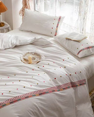 Isla White Floral Embroidered Bedding Set - Rainbow