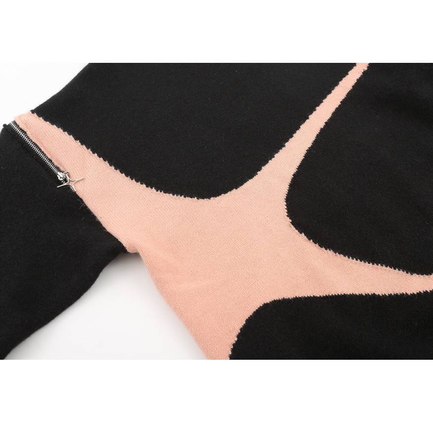 Detachable Color Block Zipper Sweater