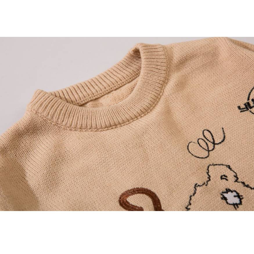 Question Bear Embroidered Sweater