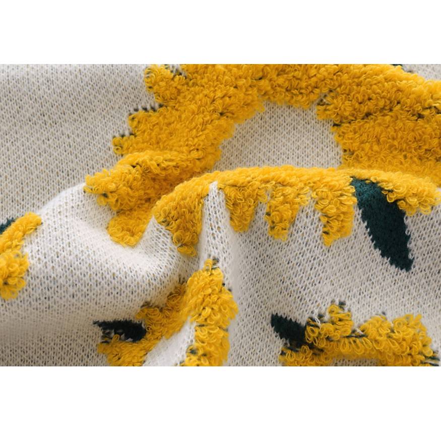 Sunflower Pattern Embroidery Sweater