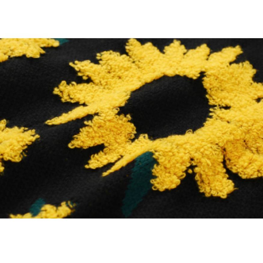 Sunflower Pattern Embroidery Knit Sweater