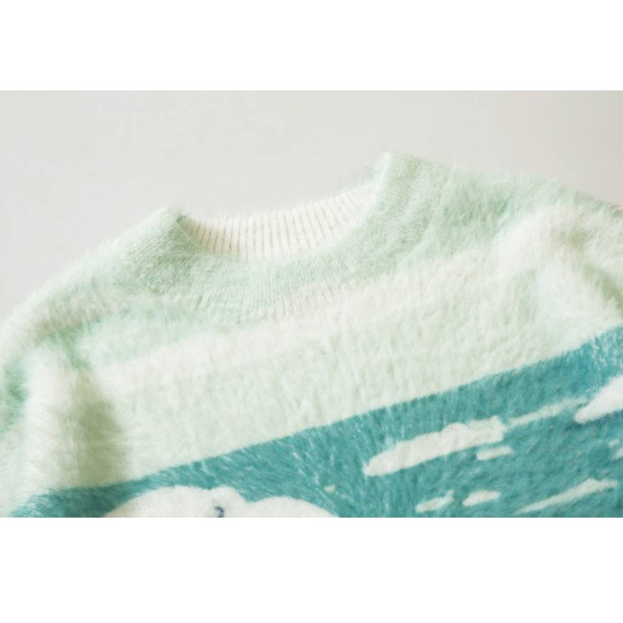 Flauschiger Pullover mit Eisbärmuster