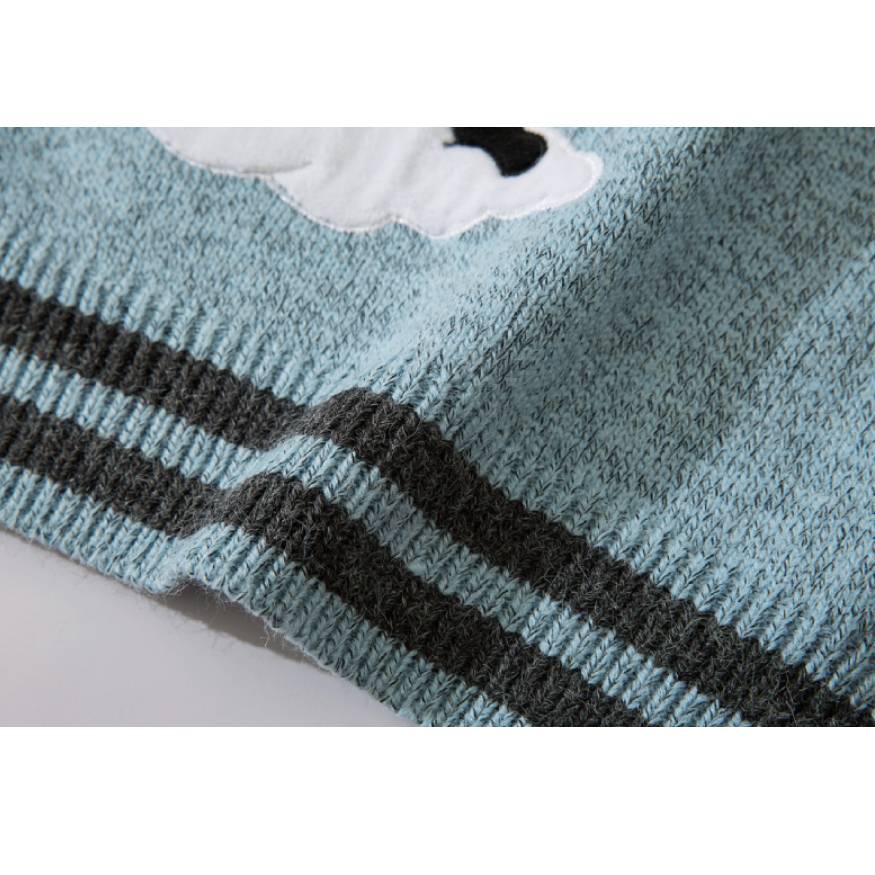 Strickpullover mit Katzen- und Wolkenmuster