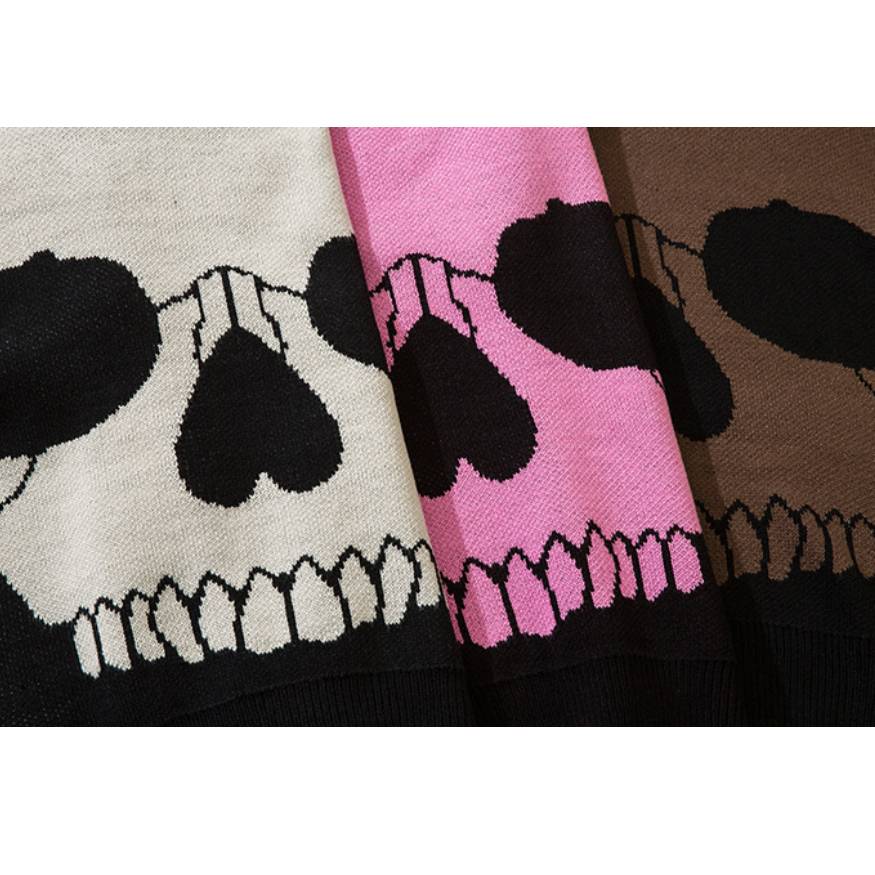 Suéter de cuello alto con estampado de calavera horrible