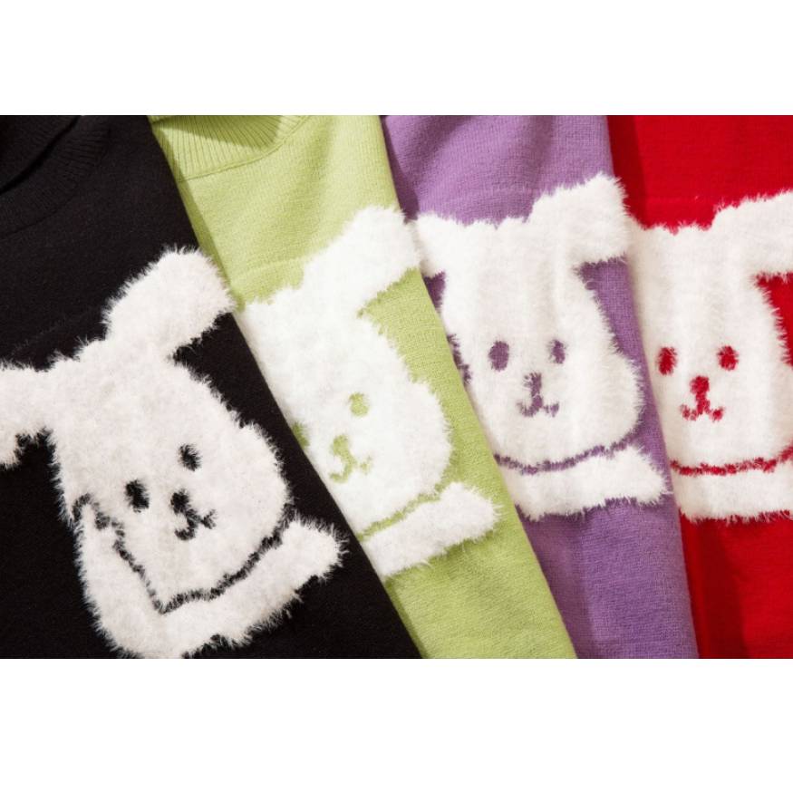 Rabbit Pattern Turtleneck Knit Sweater