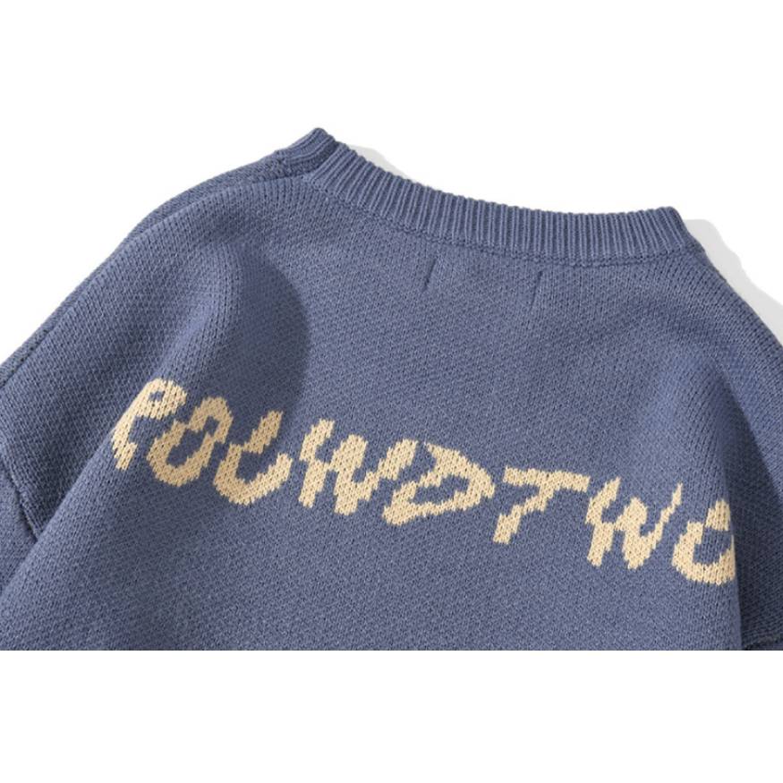 Strickpullover mit Schmetterlings- und Buchstaben-Graffiti-Print