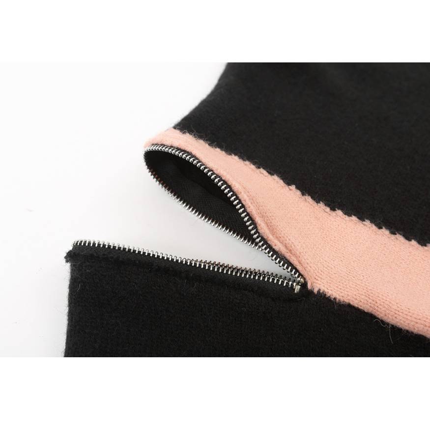 Detachable Color Block Zipper Sweater