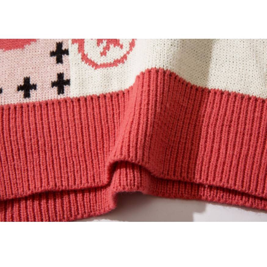 Rabbit & Persimmon Pattern Knit Sweater