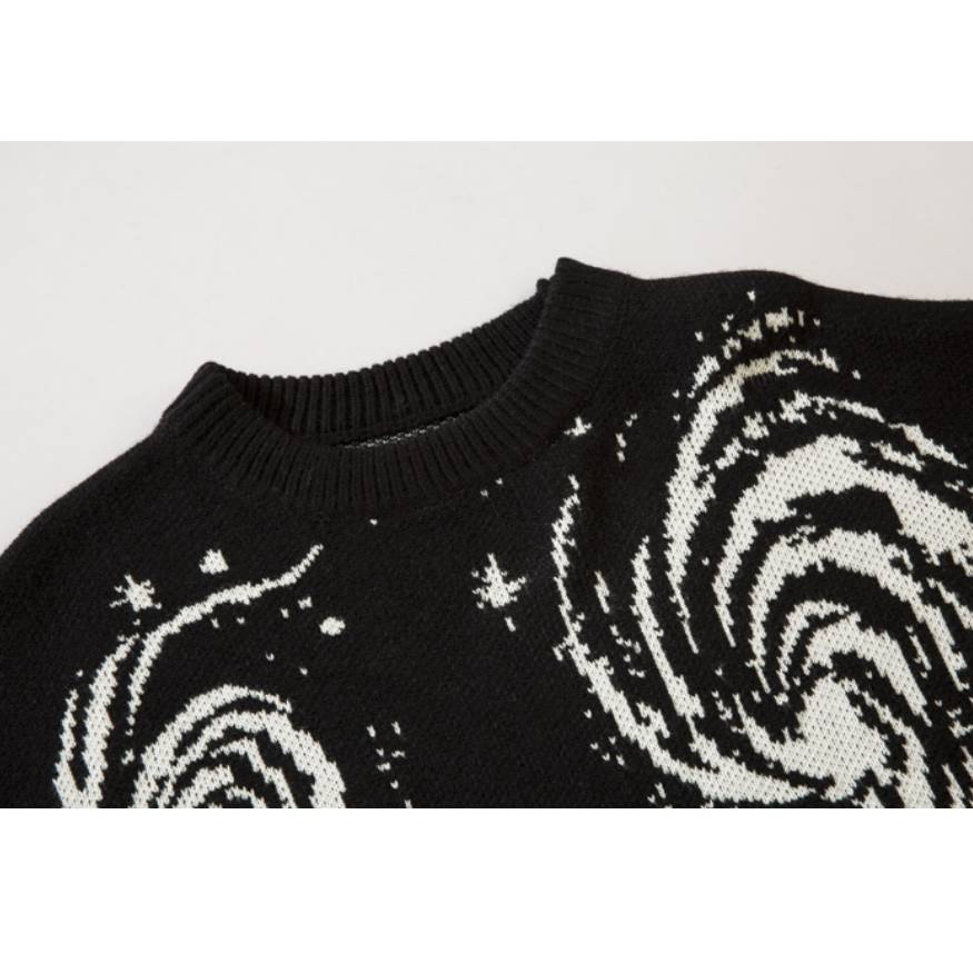 Ripped Hem Twinkle Star Pattern Sweater