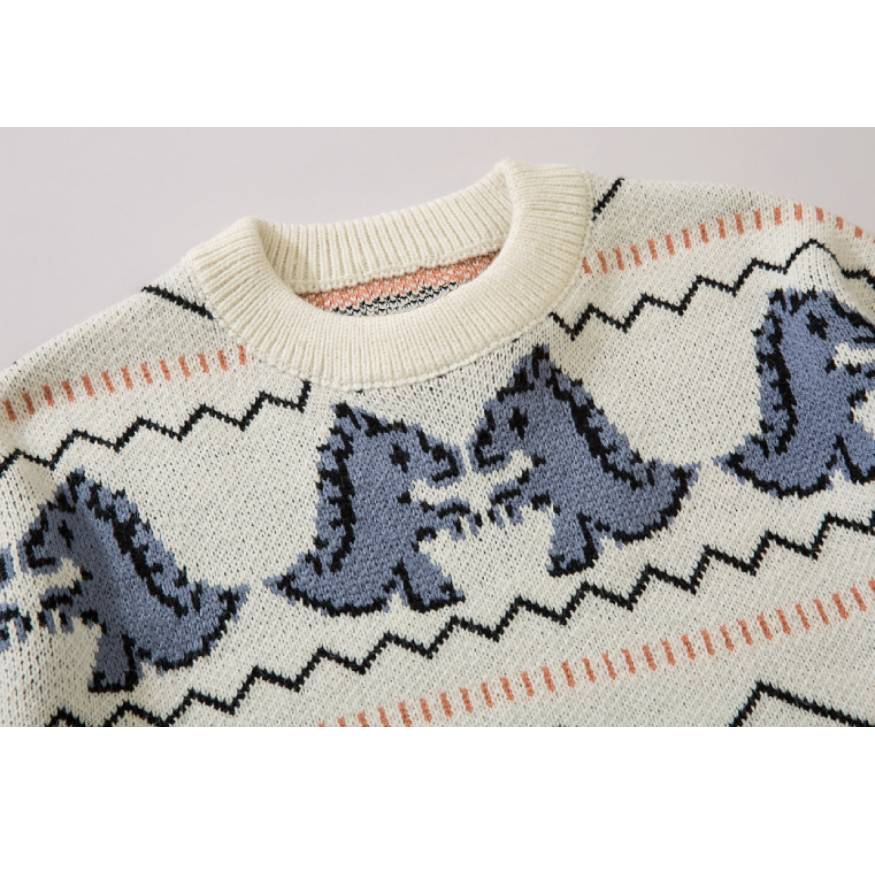 Dinosaur & Wave Pattern Sweater