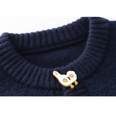 Childlike Duck Pattern Cardigan Sweater