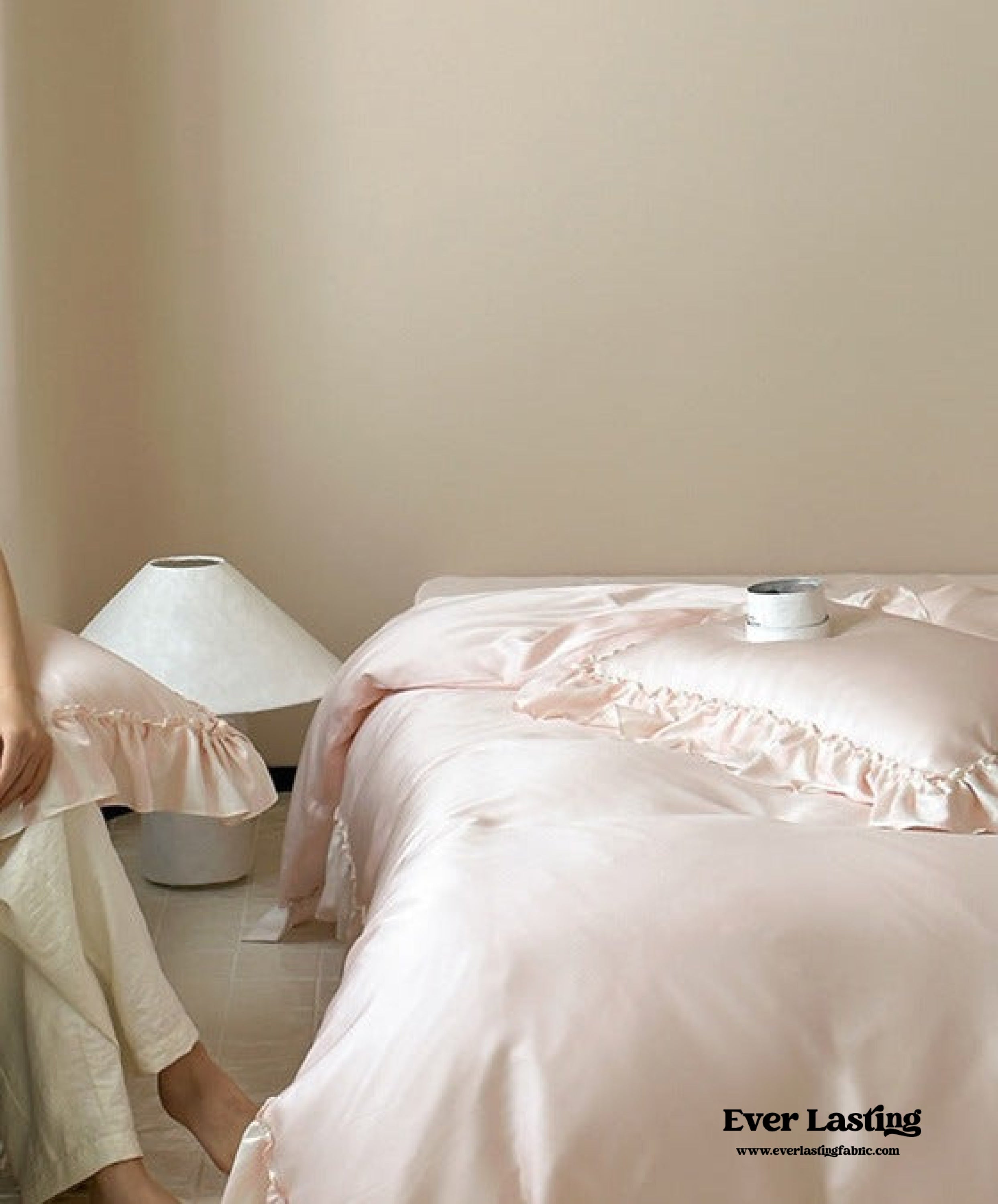 Dreamy Silky Ruffle Tencel Bedding Set - Pink