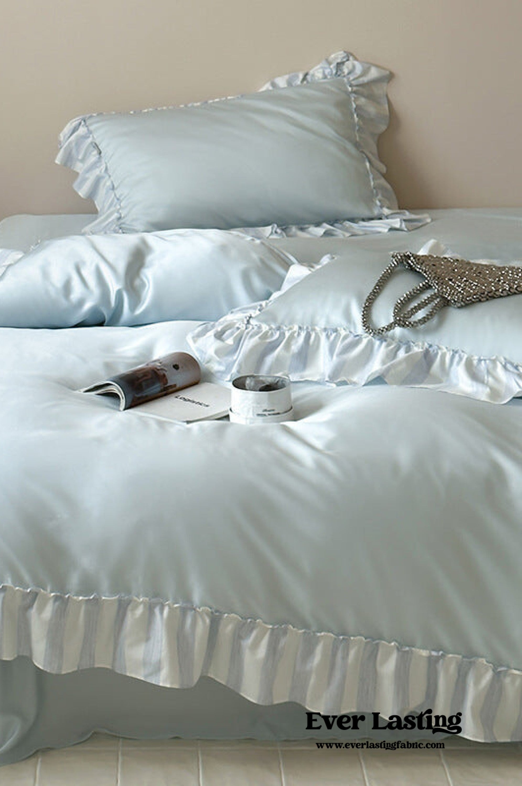 Dreamy Silky Ruffle Tencel Bedding Set - Pink