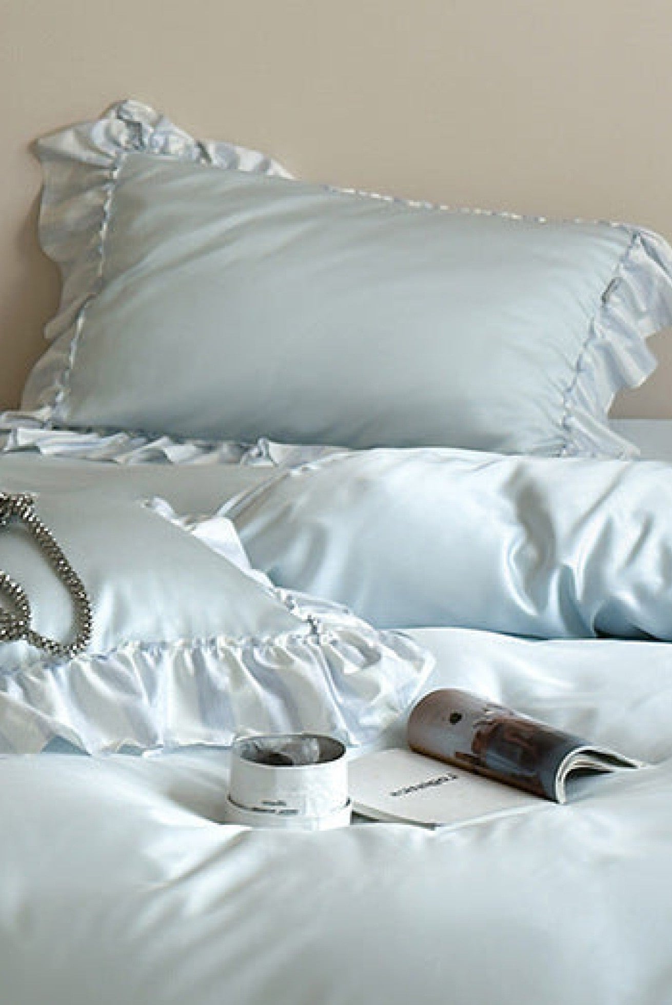 Dreamy Silky Ruffle Tencel Bedding Set - Pink