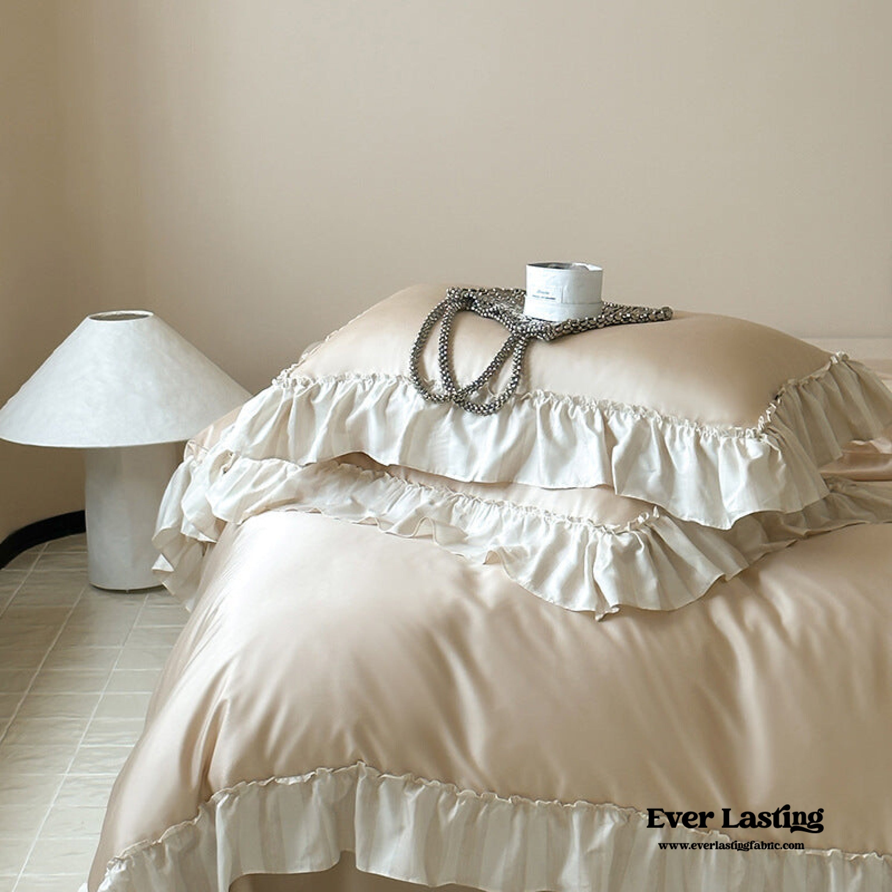 Dreamy Silky Ruffle Tencel Bedding Set - Pink