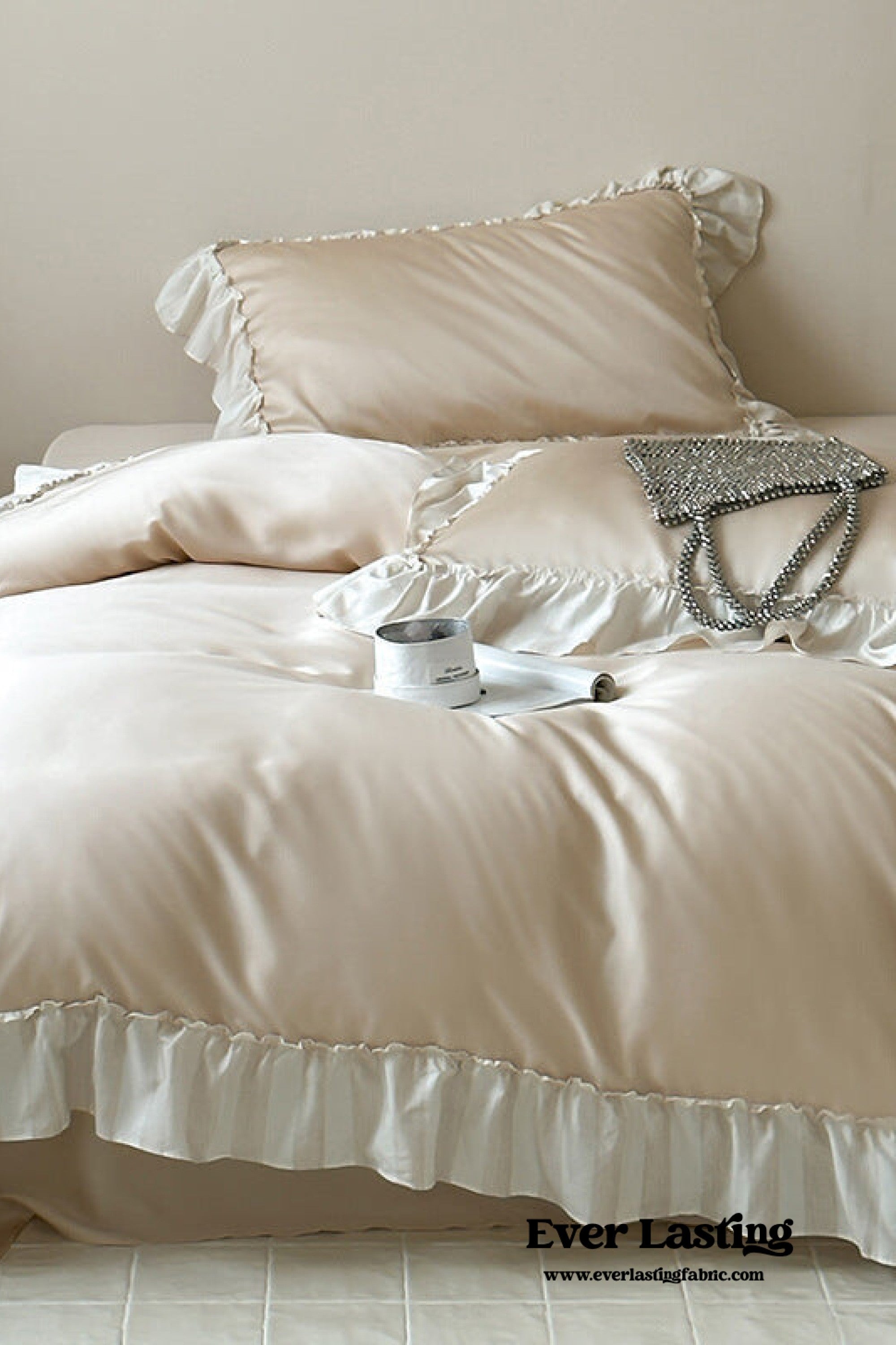 Dreamy Silky Ruffle Tencel Bedding Set - Pink