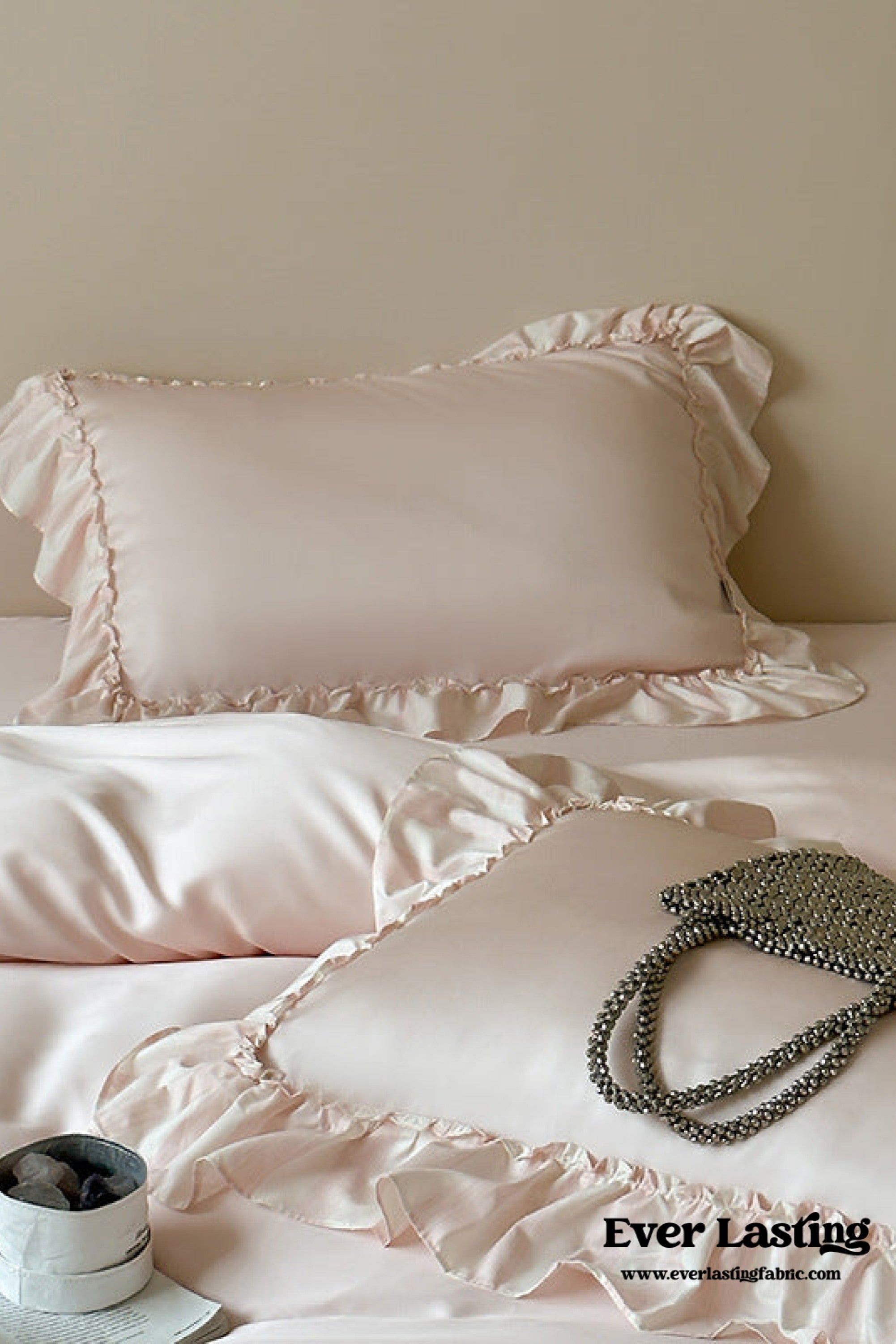 Dreamy Silky Ruffle Tencel Bedding Set - Pink