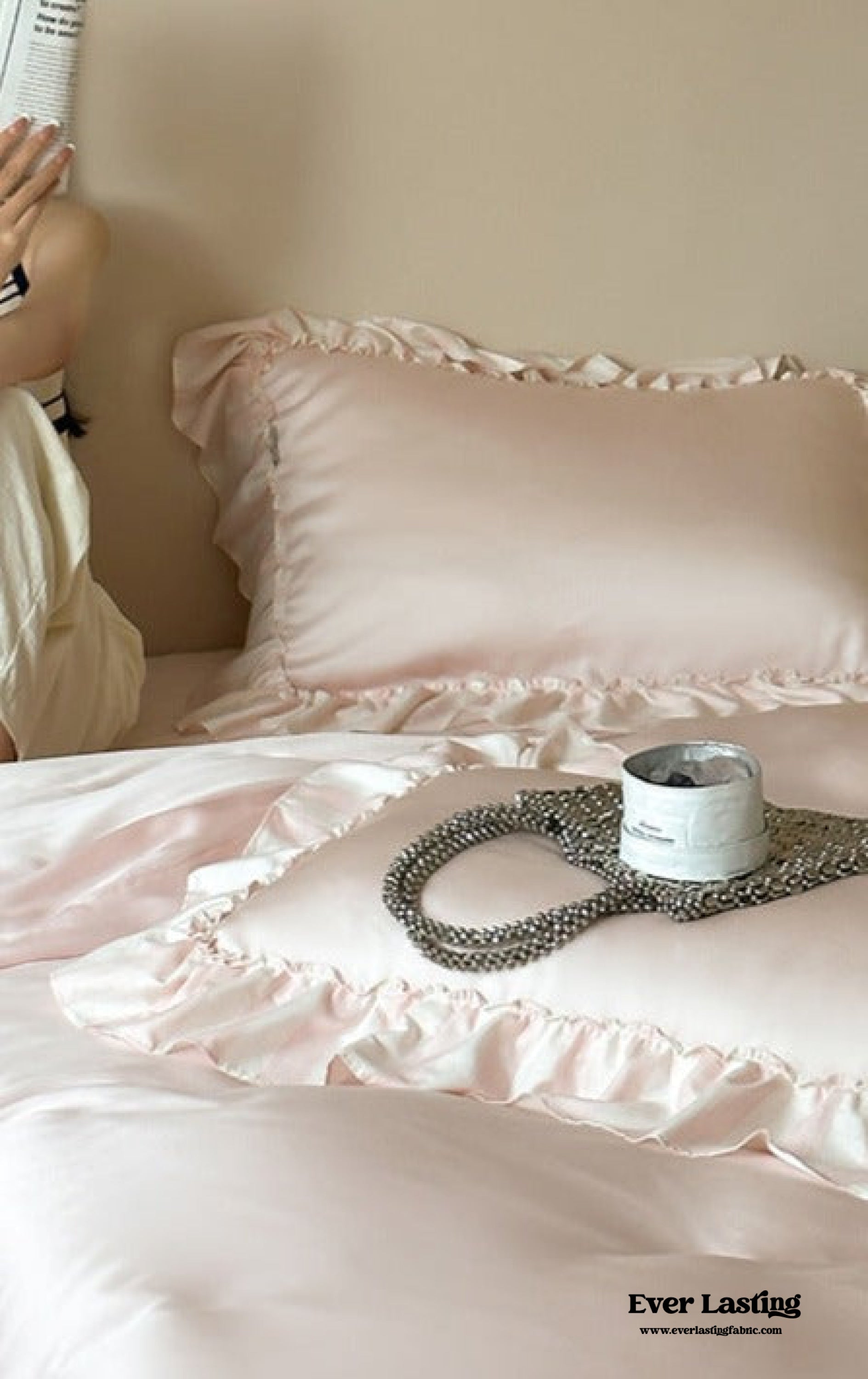 Dreamy Silky Ruffle Tencel Bedding Set - Pink