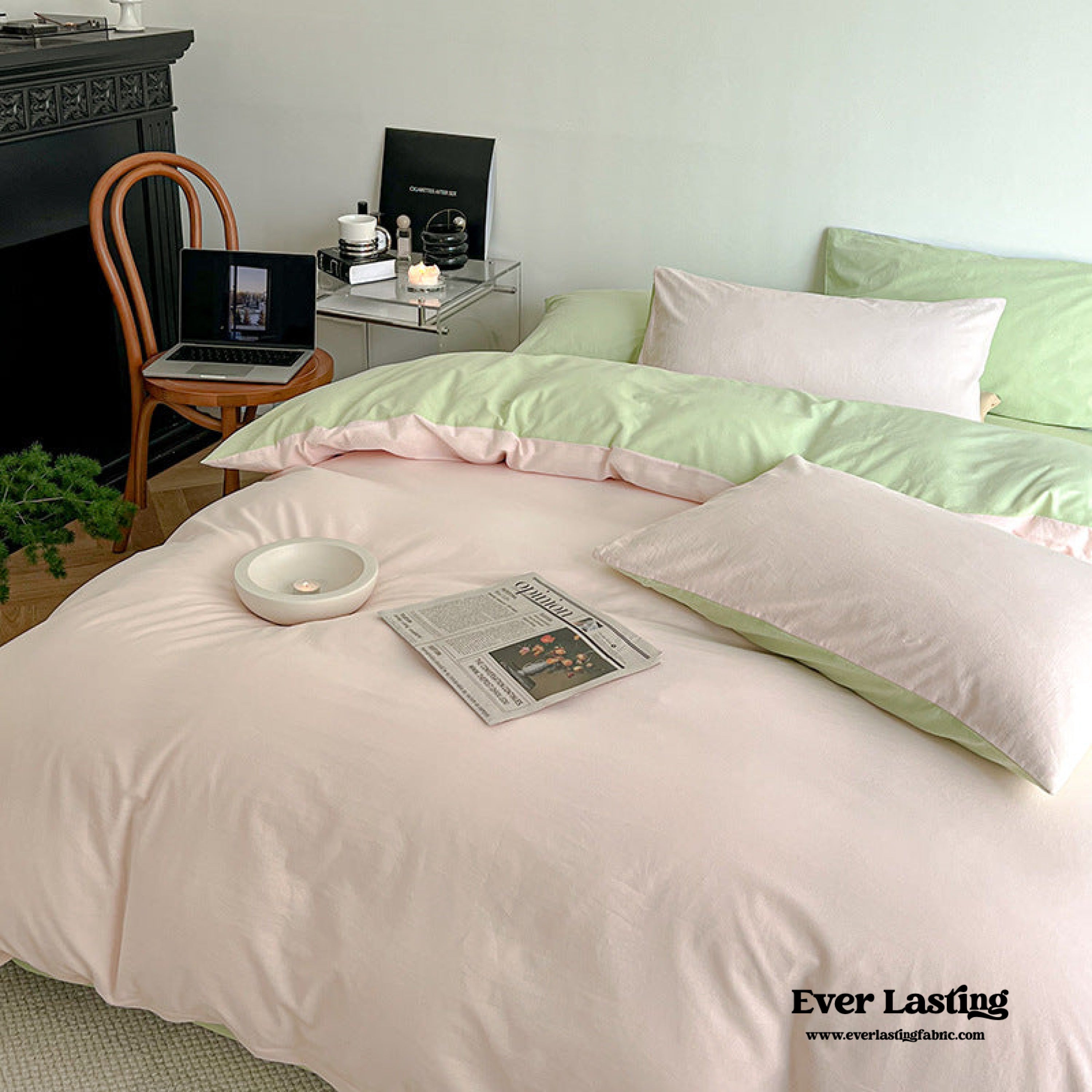 Duo Bedding Set - Pink + Green