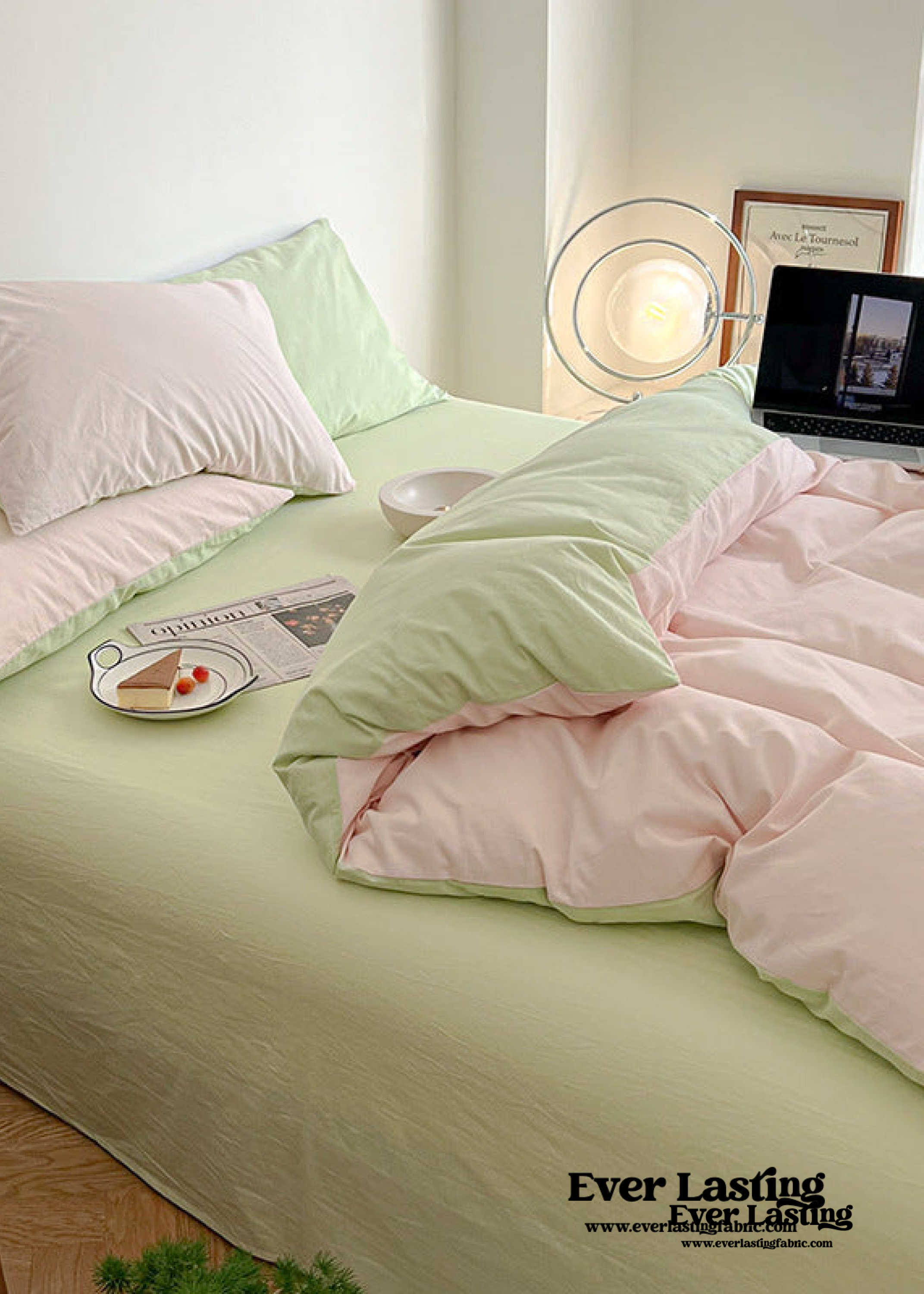 Duo Bedding Set - Pink + Green