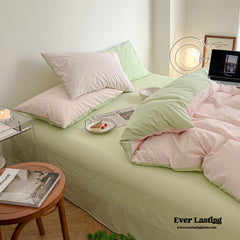 Duo Bedding Set - Pink + Green