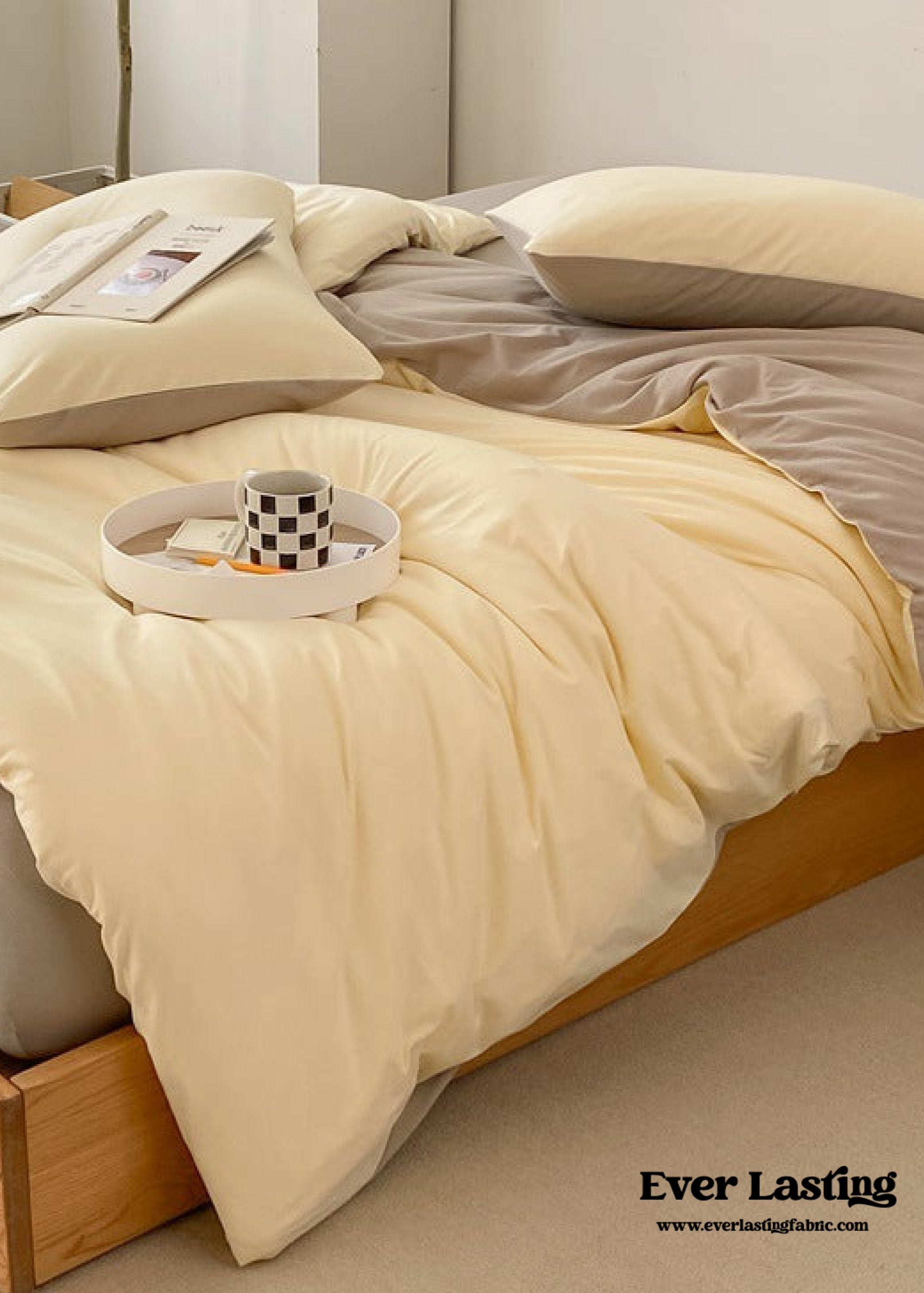 Duo Earth Tone Jersey Knit Bedding Set - White Beige