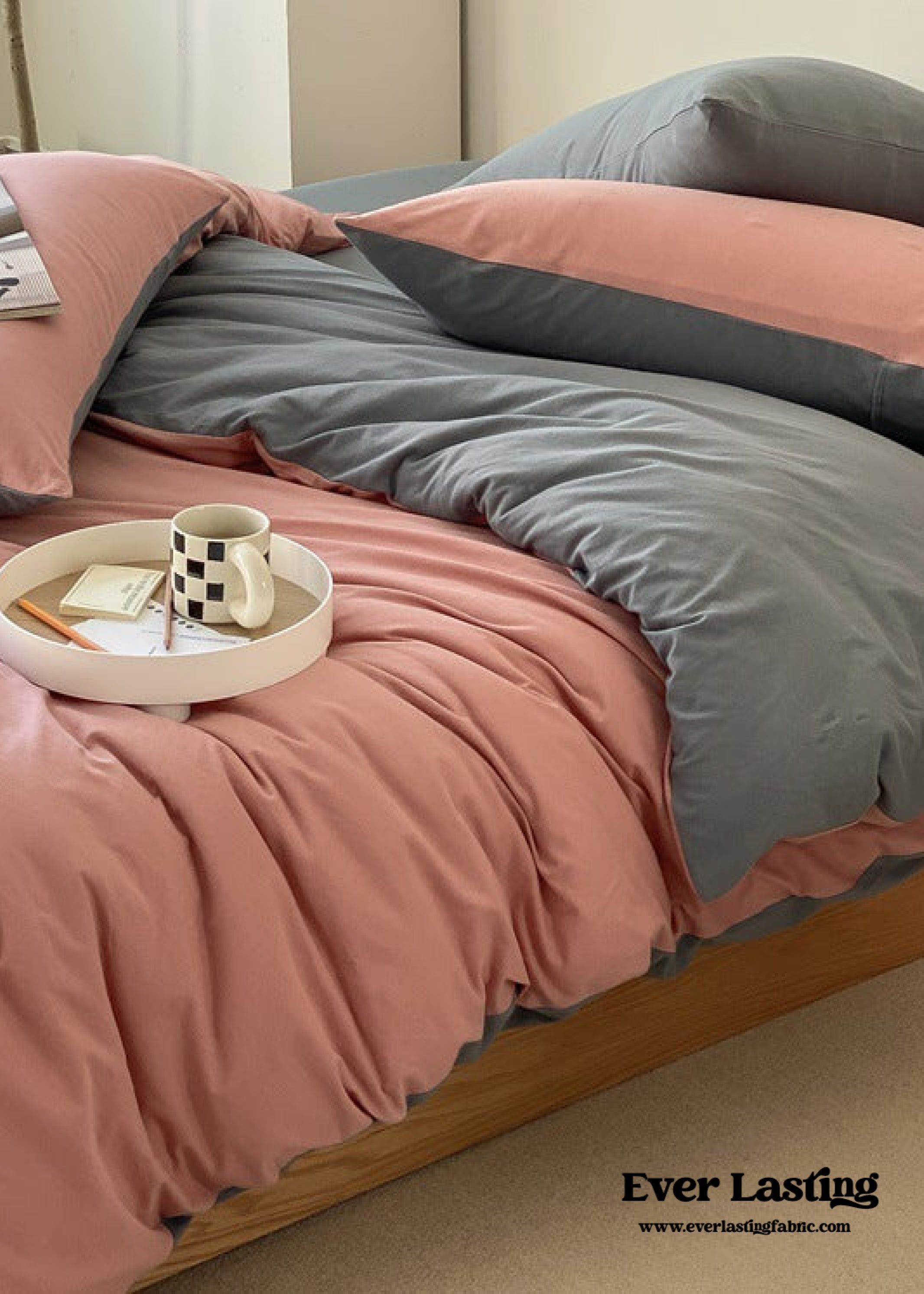 Duo Earth Tone Jersey Knit Bedding Set - Pink Beige
