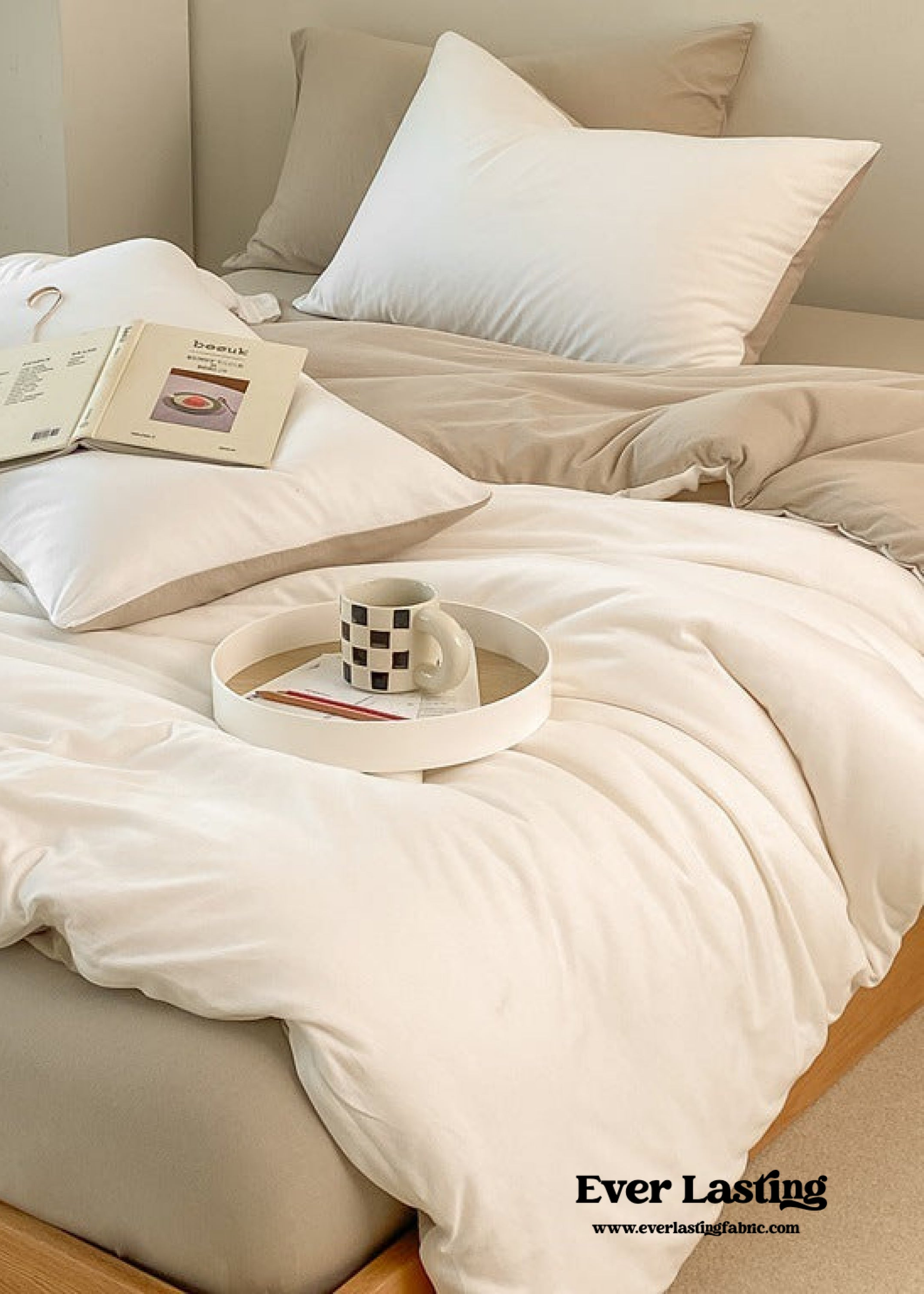 Duo Earth Tone Jersey Knit Bedding Set - Pink Beige