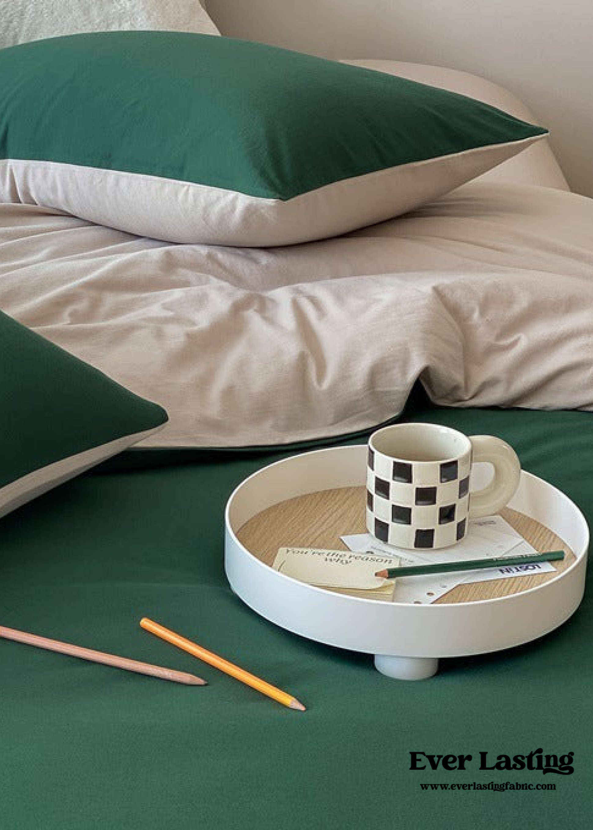 Duo Earth Tone Jersey Knit Bedding Set - White Beige