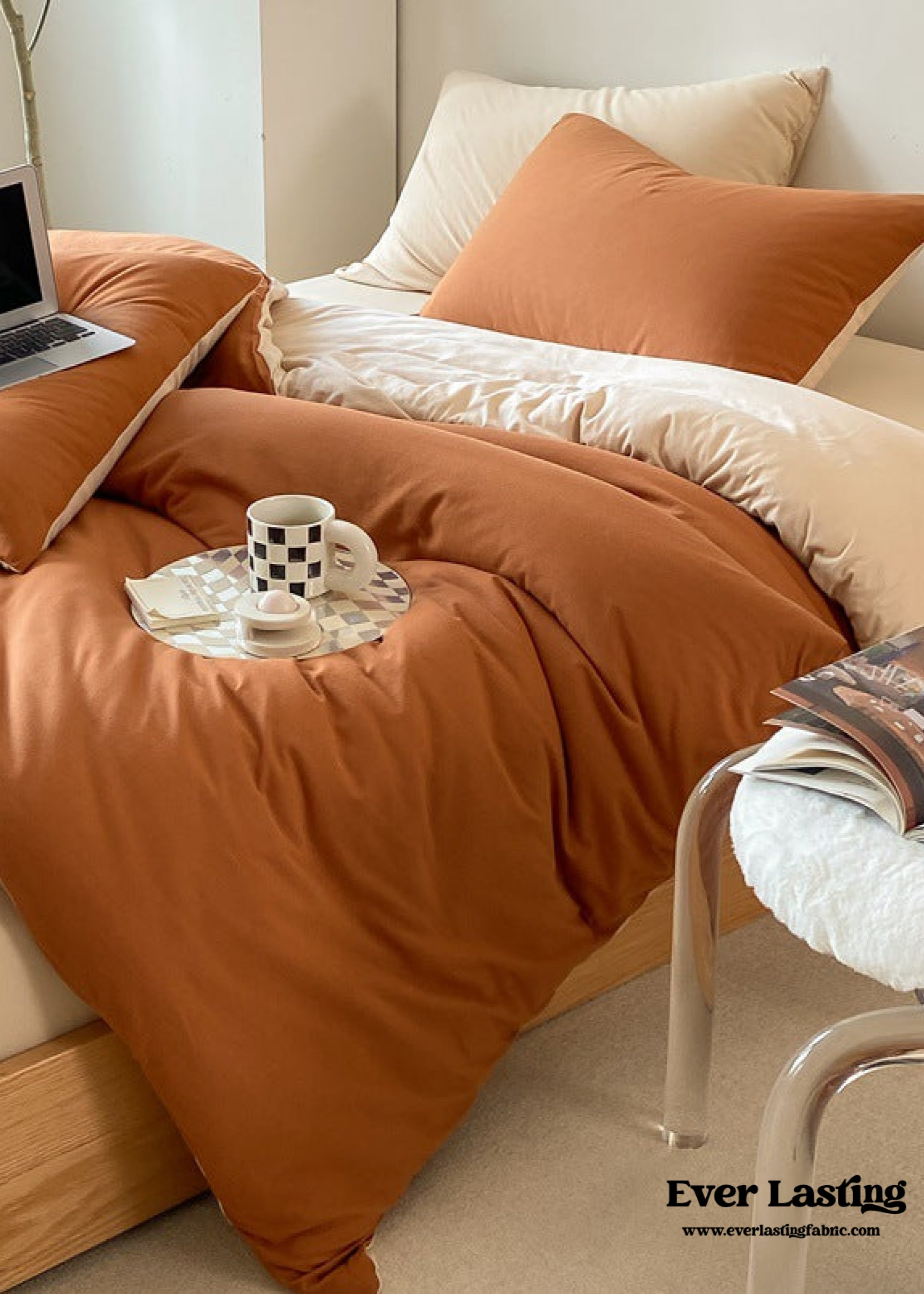 Duo Earth Tone Jersey Knit Bedding Set - Pink Beige