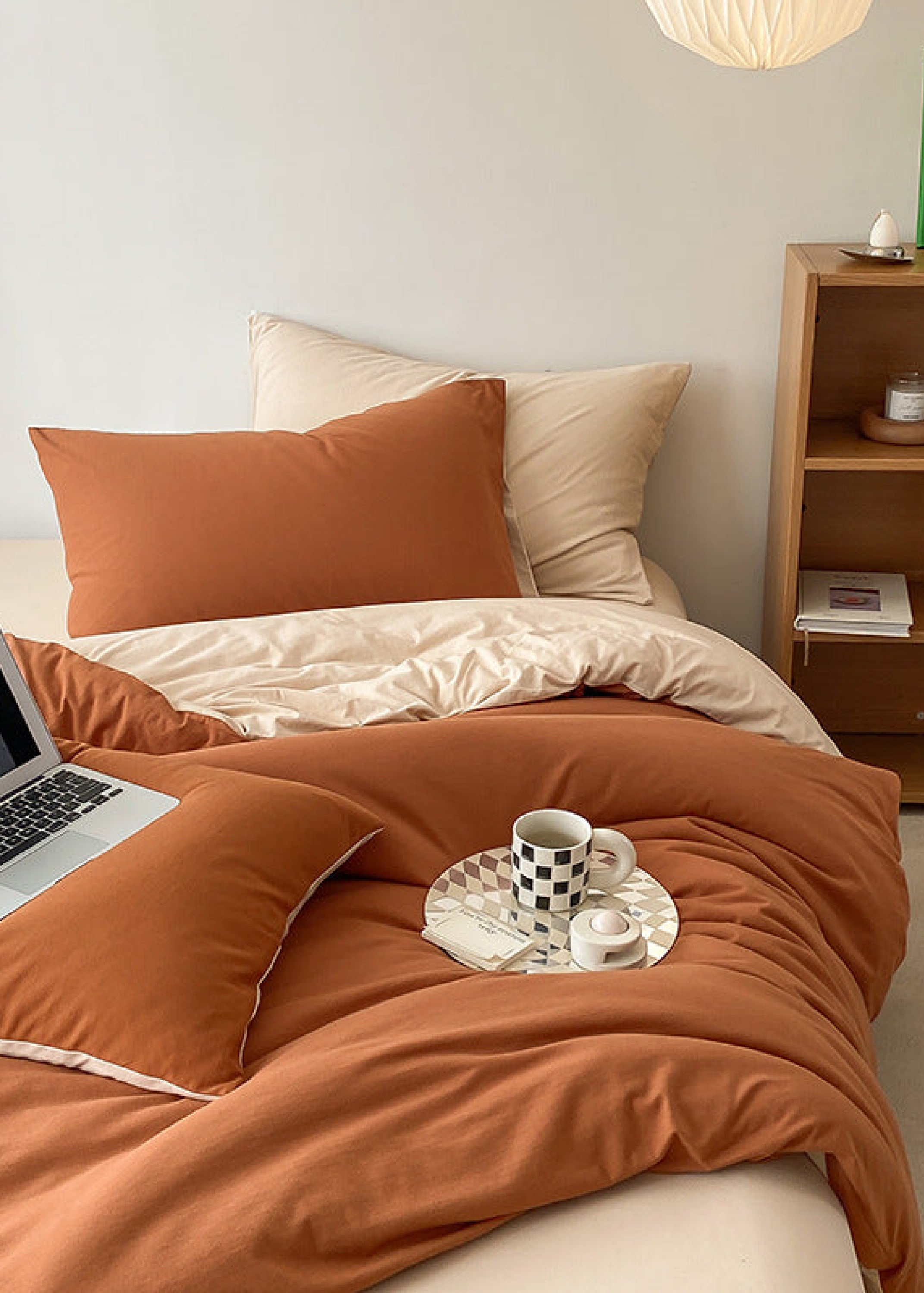 Duo Earth Tone Jersey Knit Bedding Set - Pink Beige