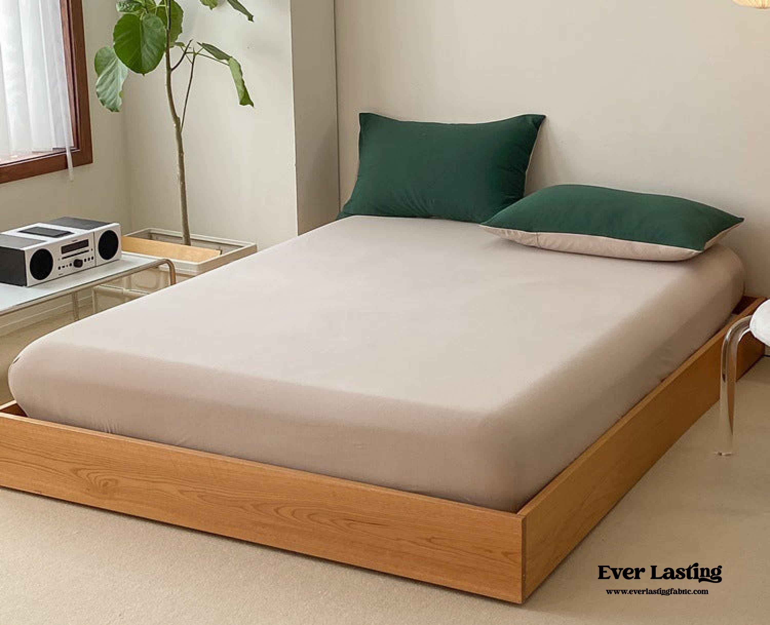 Duo Earth Tone Jersey Knit Bedding Set - Orange + Beige