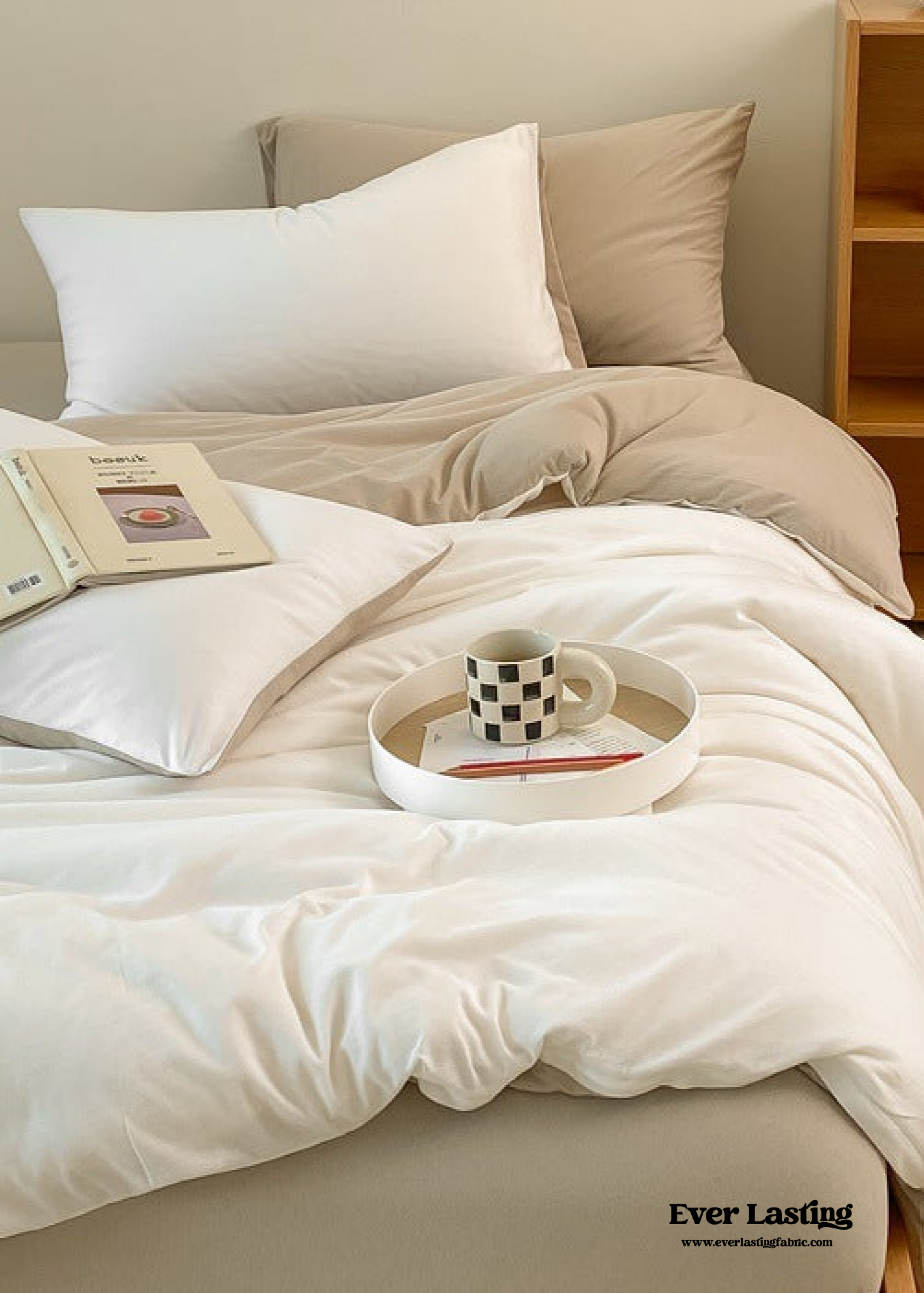 Duo Earth Tone Jersey Knit Bedding Set - Orange + Beige